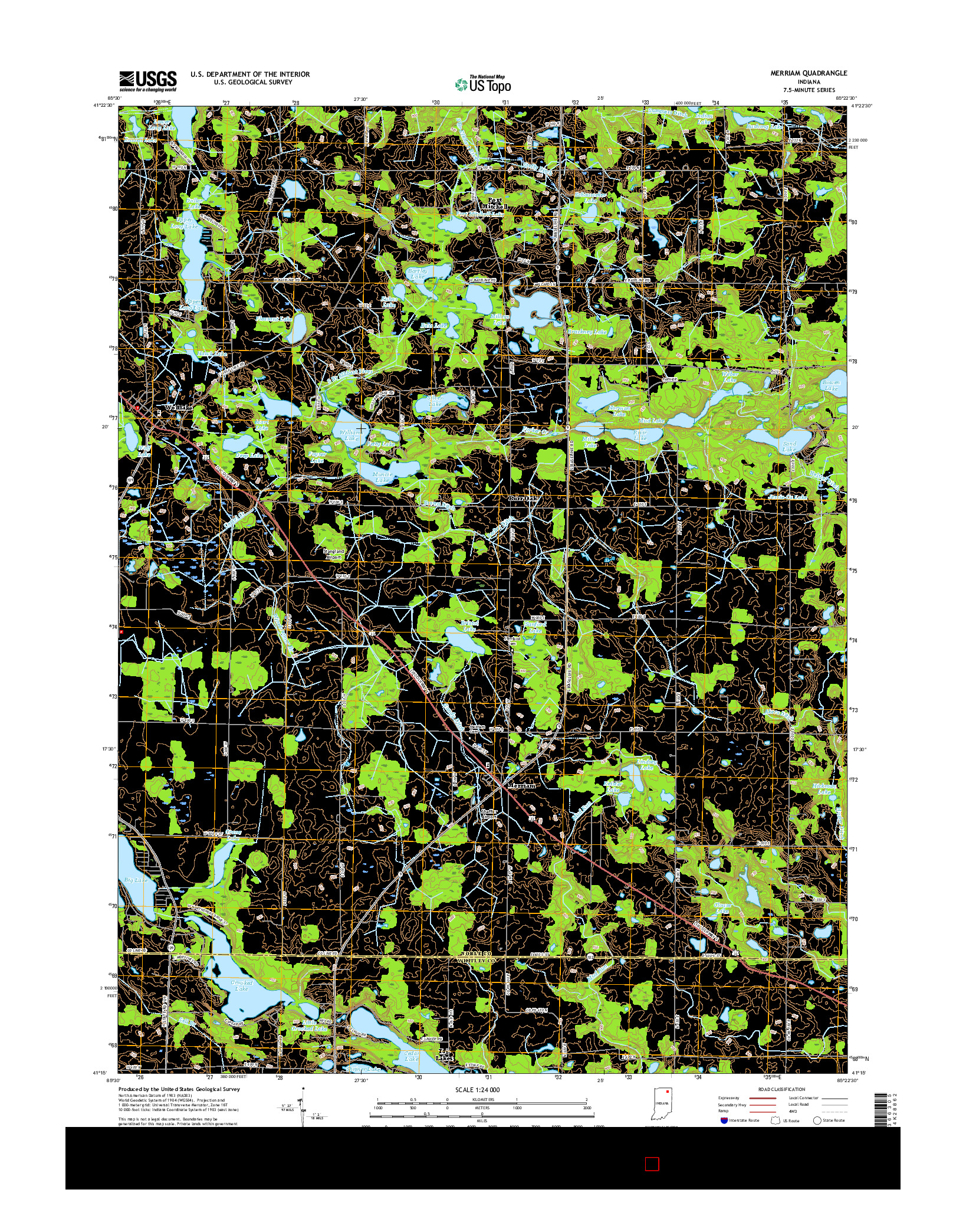 USGS US TOPO 7.5-MINUTE MAP FOR MERRIAM, IN 2016