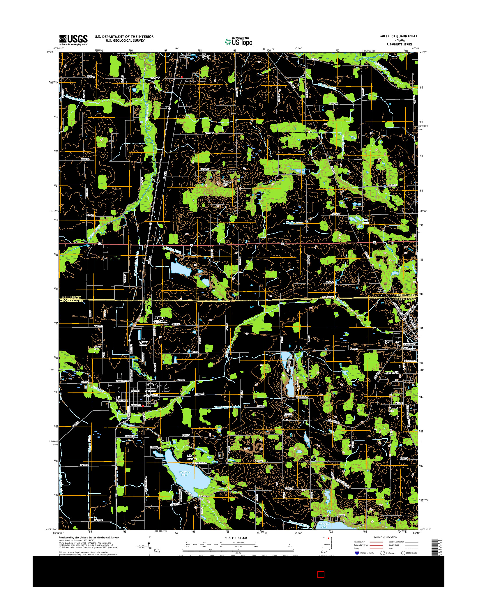 USGS US TOPO 7.5-MINUTE MAP FOR MILFORD, IN 2016