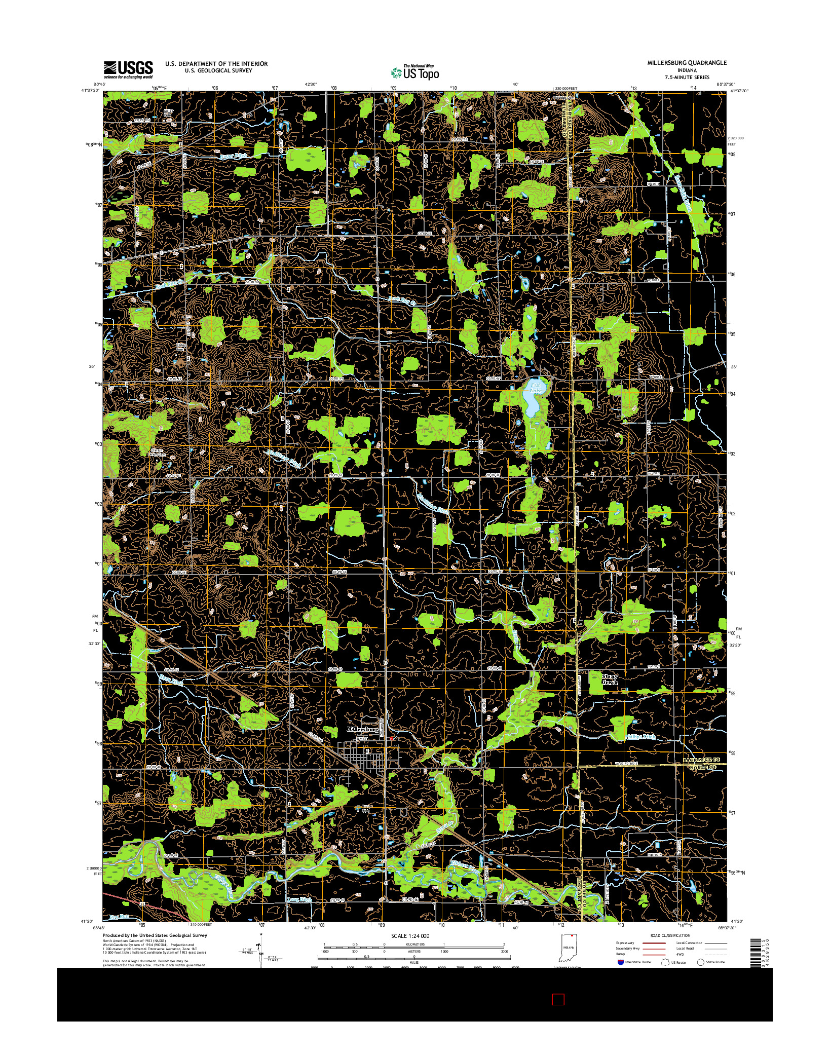 USGS US TOPO 7.5-MINUTE MAP FOR MILLERSBURG, IN 2016