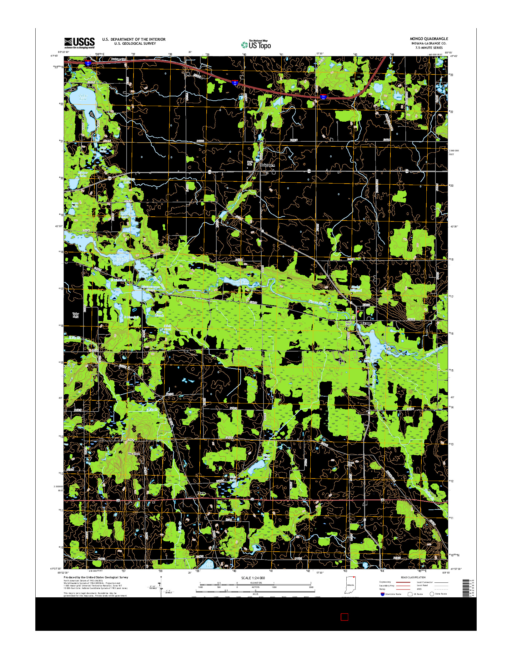 USGS US TOPO 7.5-MINUTE MAP FOR MONGO, IN 2016