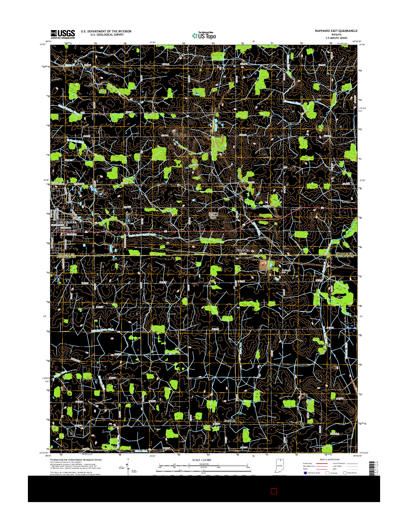 USGS US TOPO 7.5-MINUTE MAP FOR NAPPANEE EAST, IN 2016