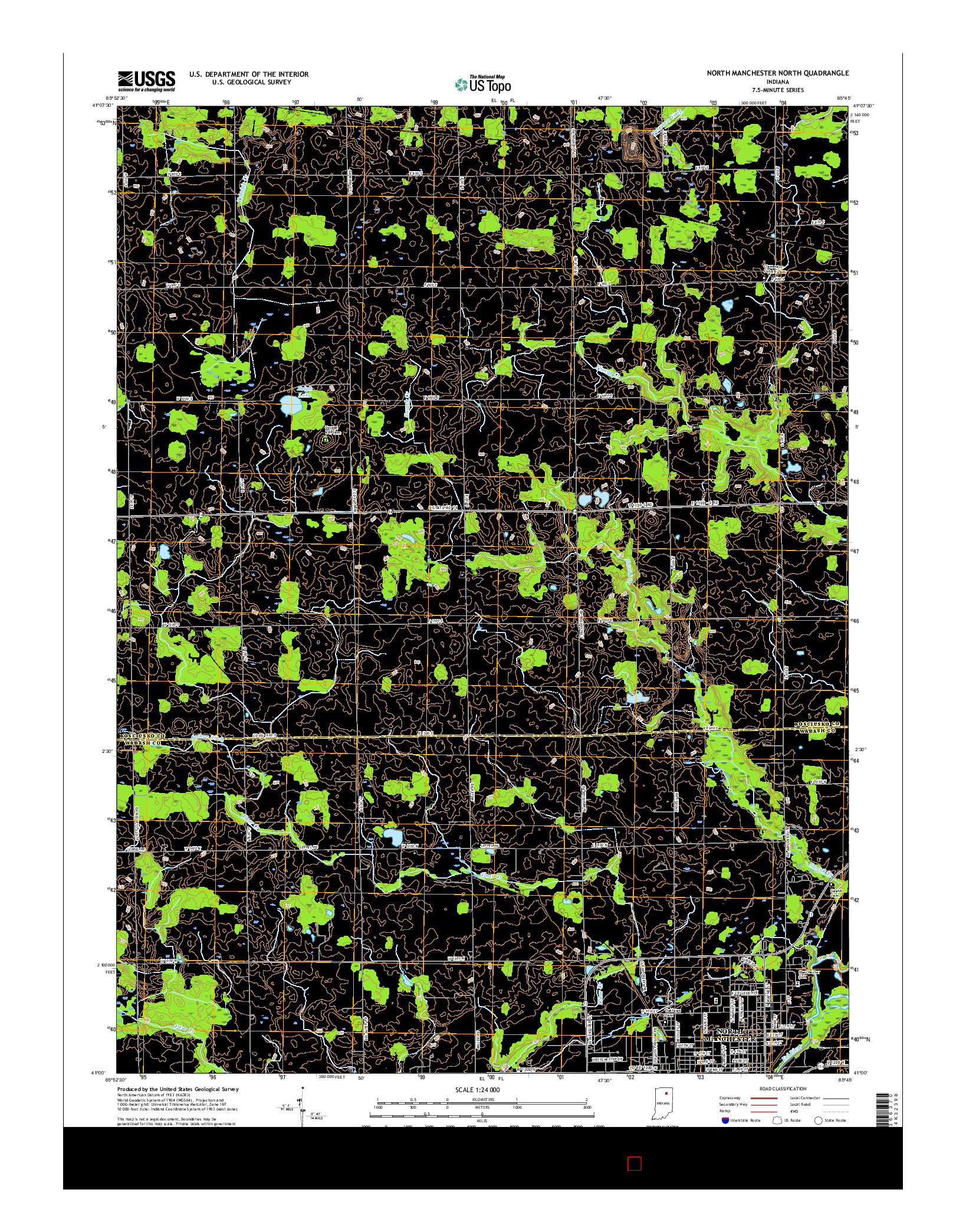 USGS US TOPO 7.5-MINUTE MAP FOR NORTH MANCHESTER NORTH, IN 2016