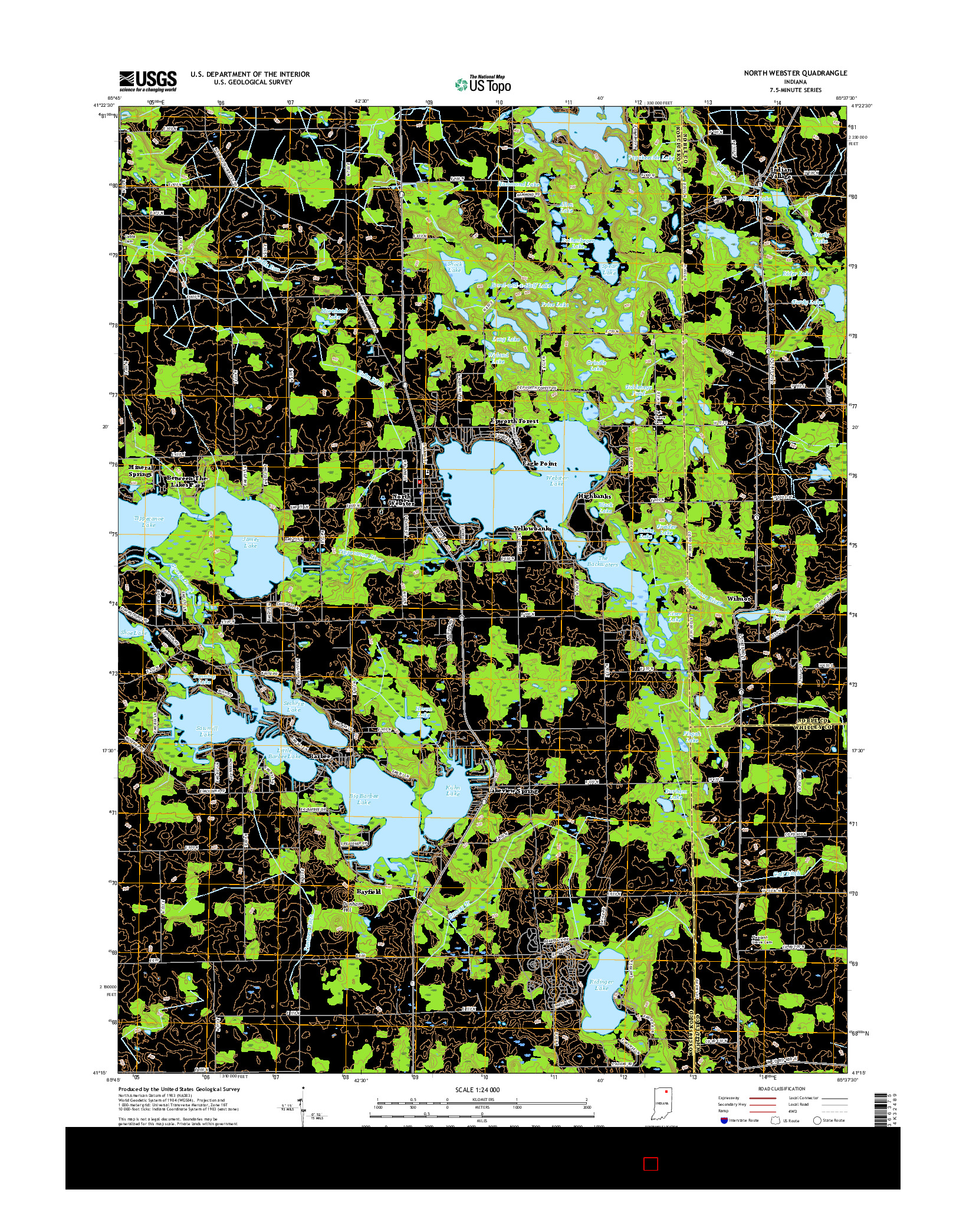 USGS US TOPO 7.5-MINUTE MAP FOR NORTH WEBSTER, IN 2016