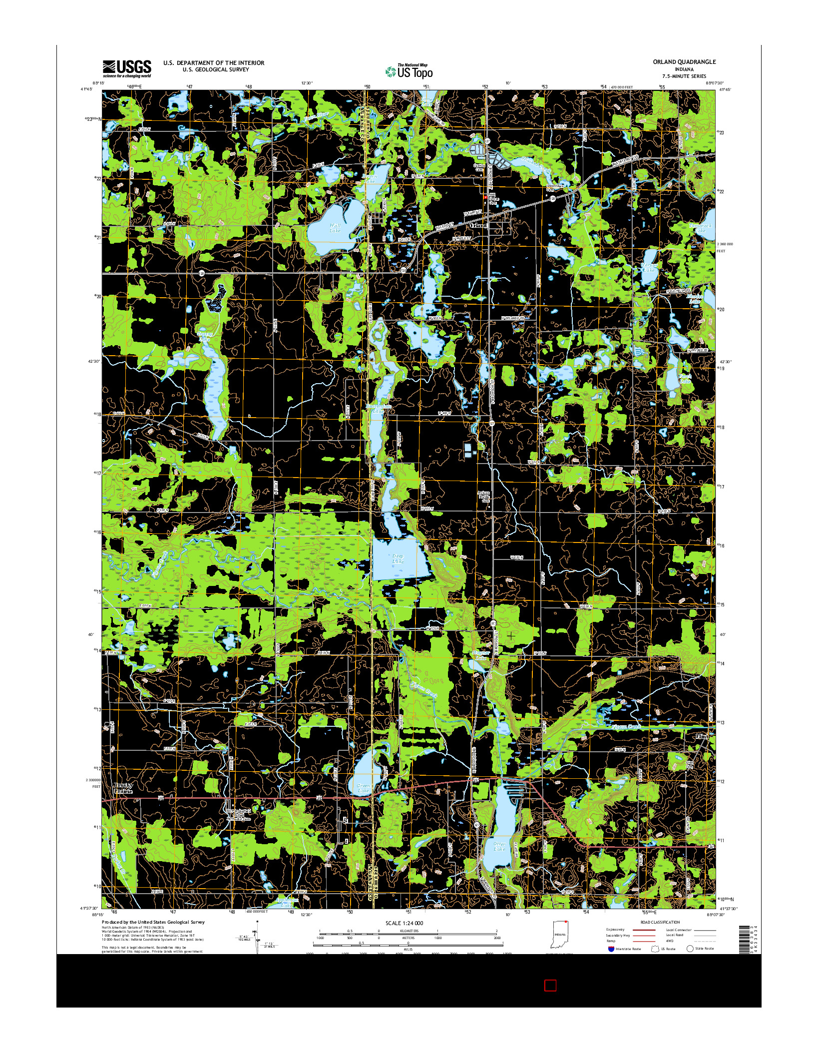 USGS US TOPO 7.5-MINUTE MAP FOR ORLAND, IN 2016