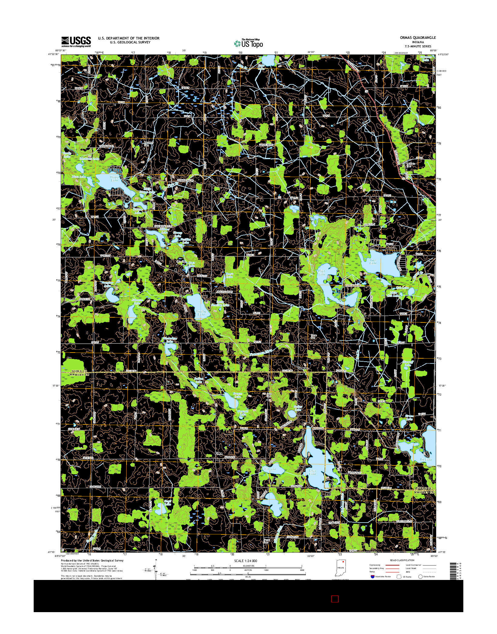 USGS US TOPO 7.5-MINUTE MAP FOR ORMAS, IN 2016