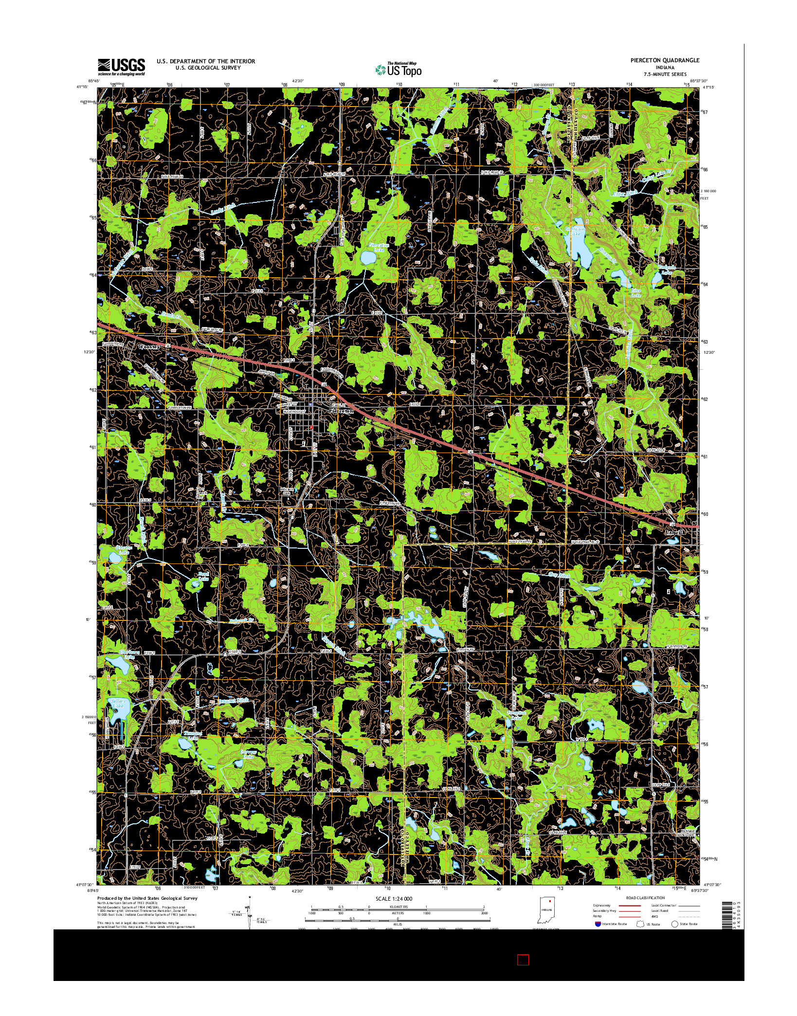 USGS US TOPO 7.5-MINUTE MAP FOR PIERCETON, IN 2016