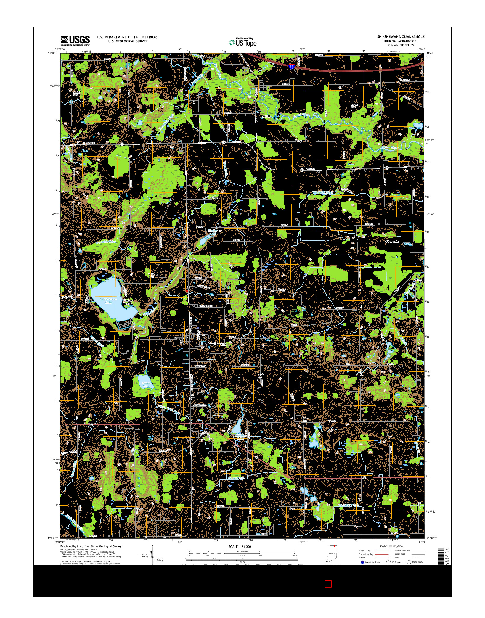 USGS US TOPO 7.5-MINUTE MAP FOR SHIPSHEWANA, IN 2016