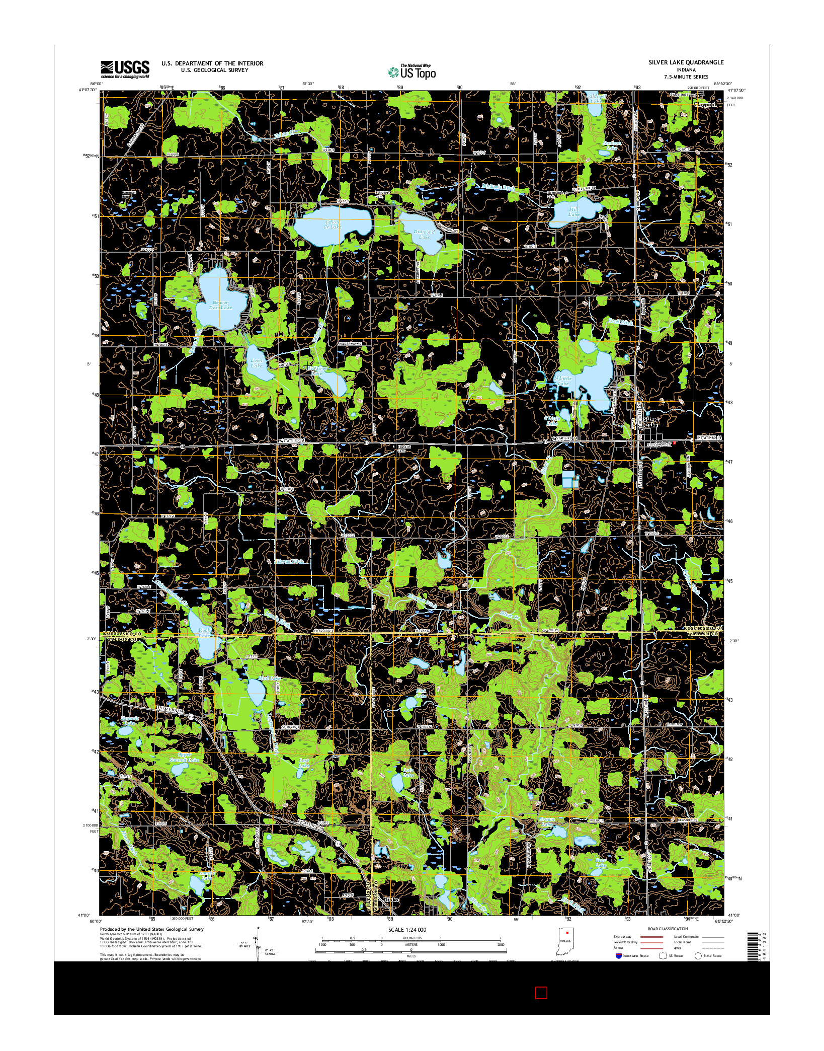 USGS US TOPO 7.5-MINUTE MAP FOR SILVER LAKE, IN 2016