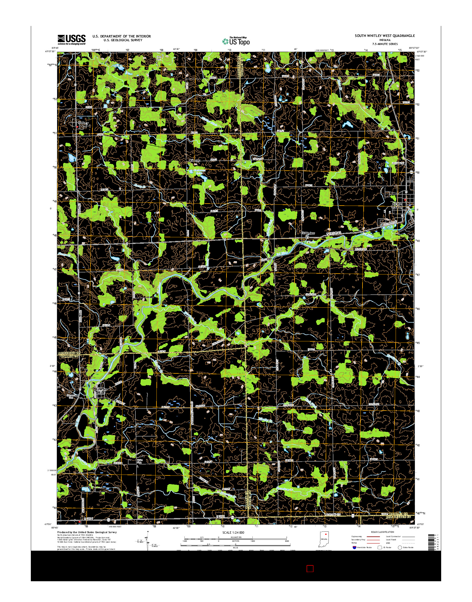 USGS US TOPO 7.5-MINUTE MAP FOR SOUTH WHITLEY WEST, IN 2016