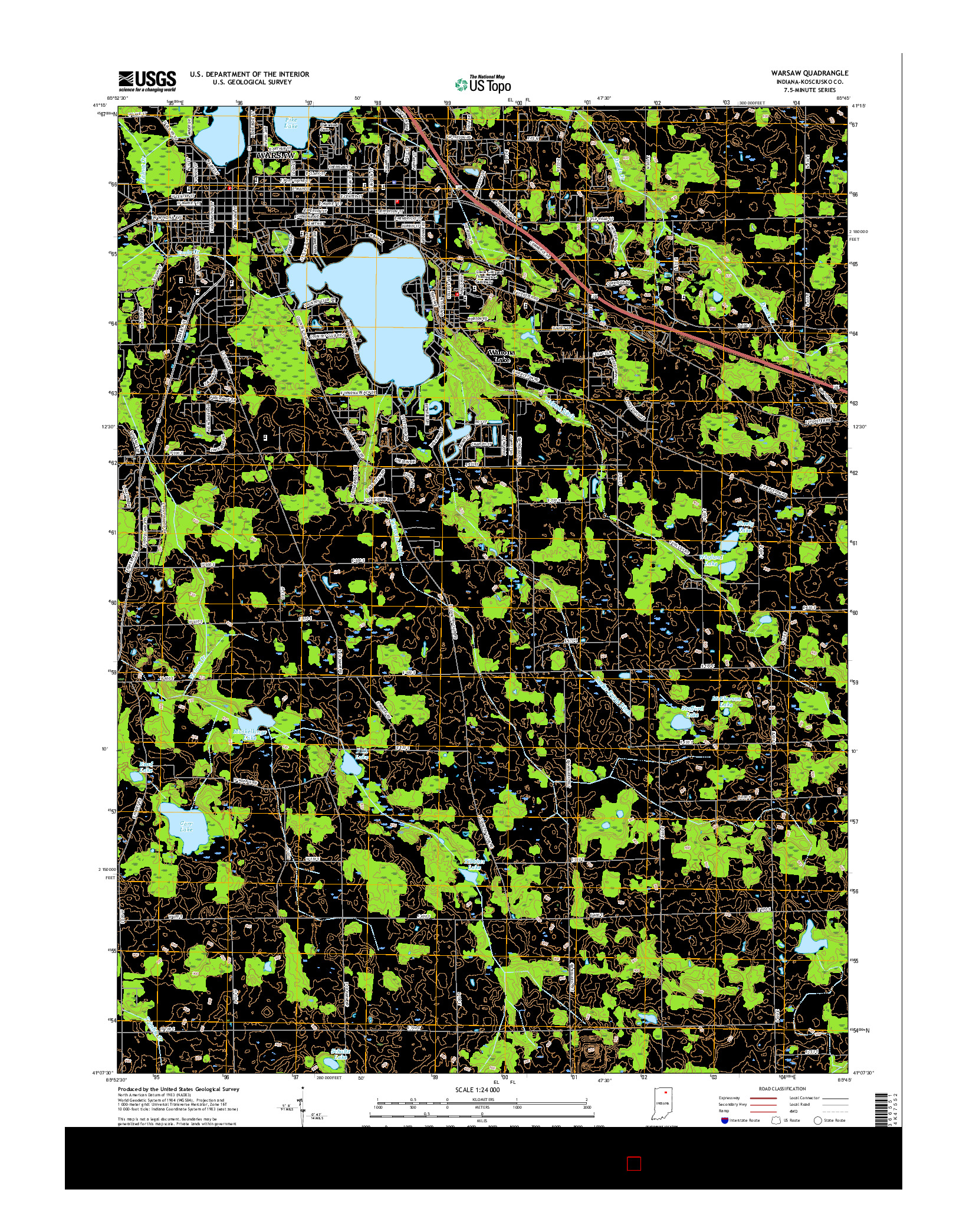 USGS US TOPO 7.5-MINUTE MAP FOR WARSAW, IN 2016