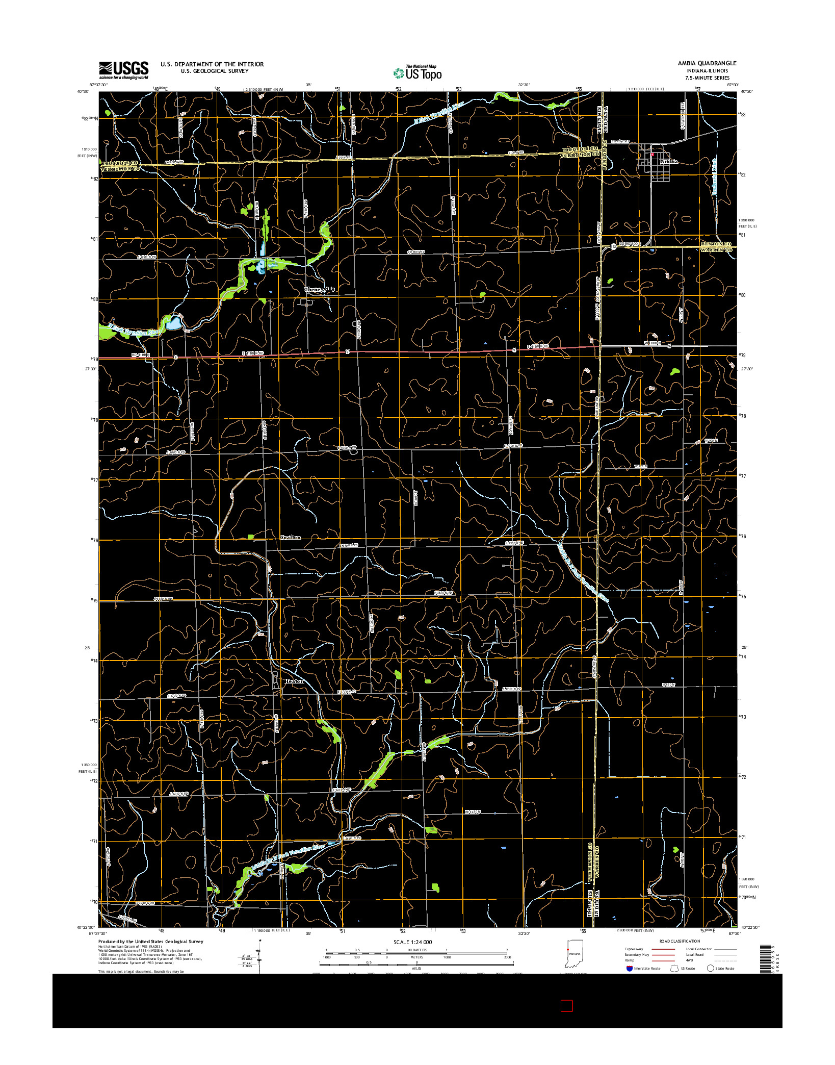 USGS US TOPO 7.5-MINUTE MAP FOR AMBIA, IN-IL 2016