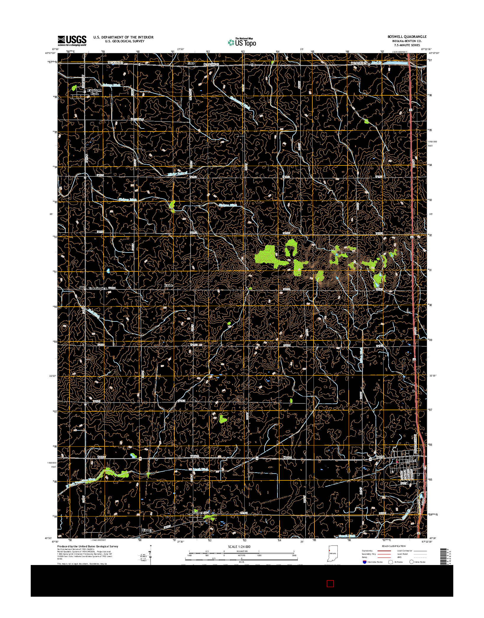 USGS US TOPO 7.5-MINUTE MAP FOR BOSWELL, IN 2016