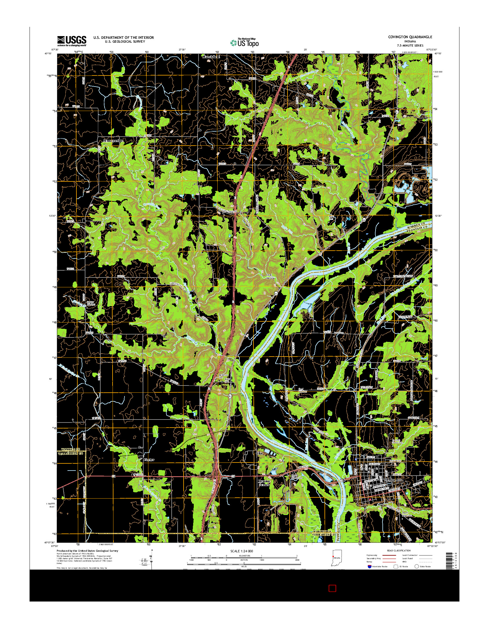 USGS US TOPO 7.5-MINUTE MAP FOR COVINGTON, IN 2016