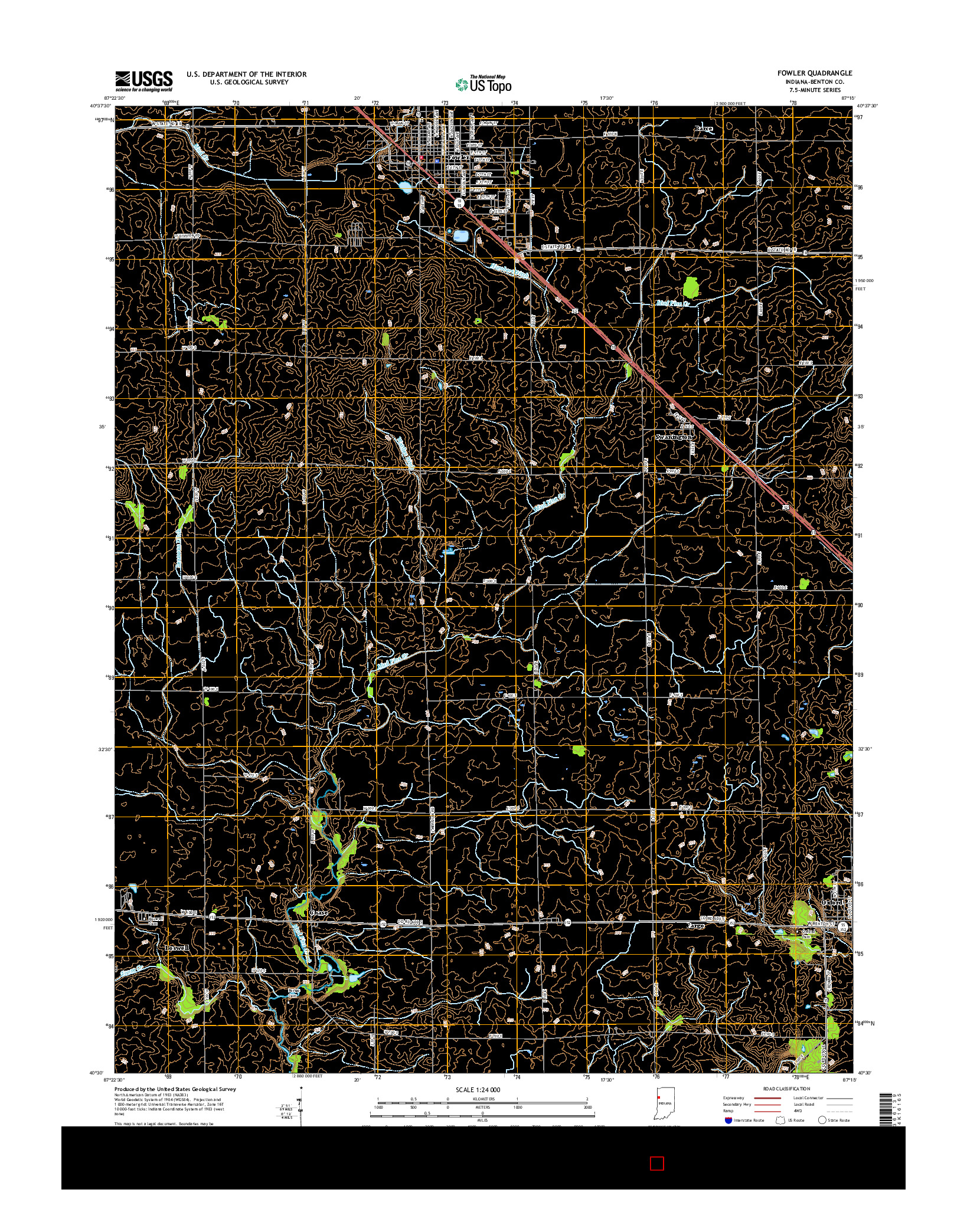 USGS US TOPO 7.5-MINUTE MAP FOR FOWLER, IN 2016