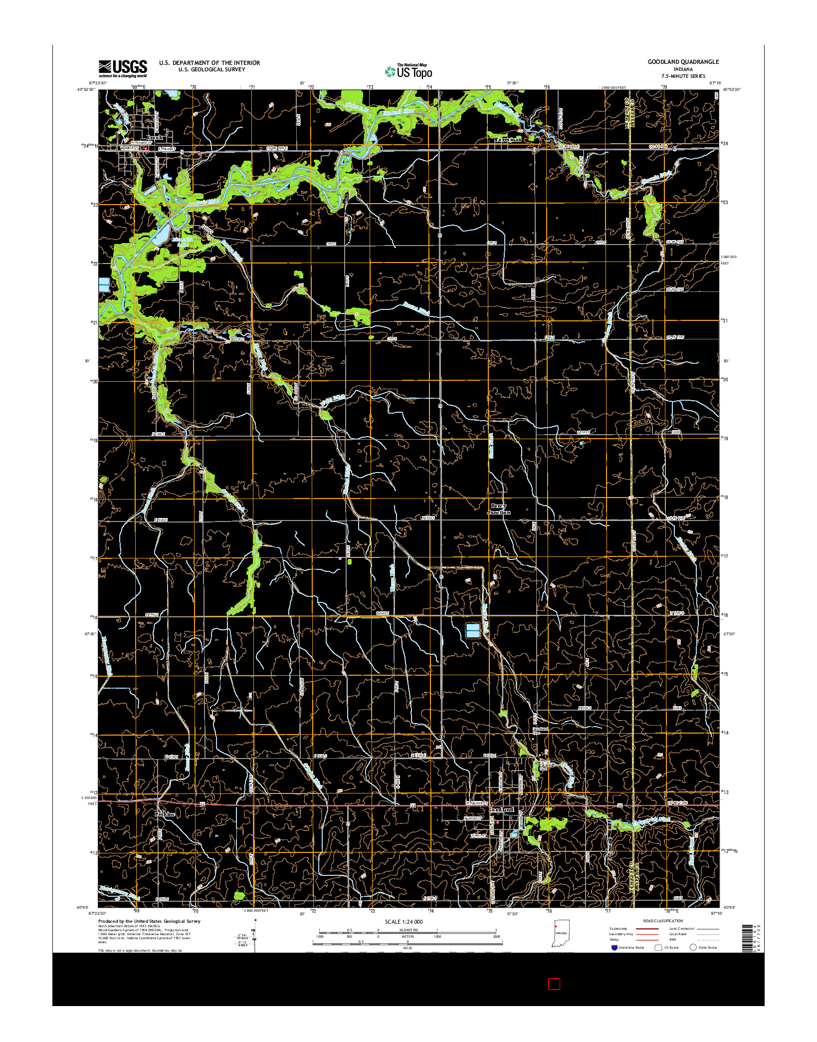 USGS US TOPO 7.5-MINUTE MAP FOR GOODLAND, IN 2016