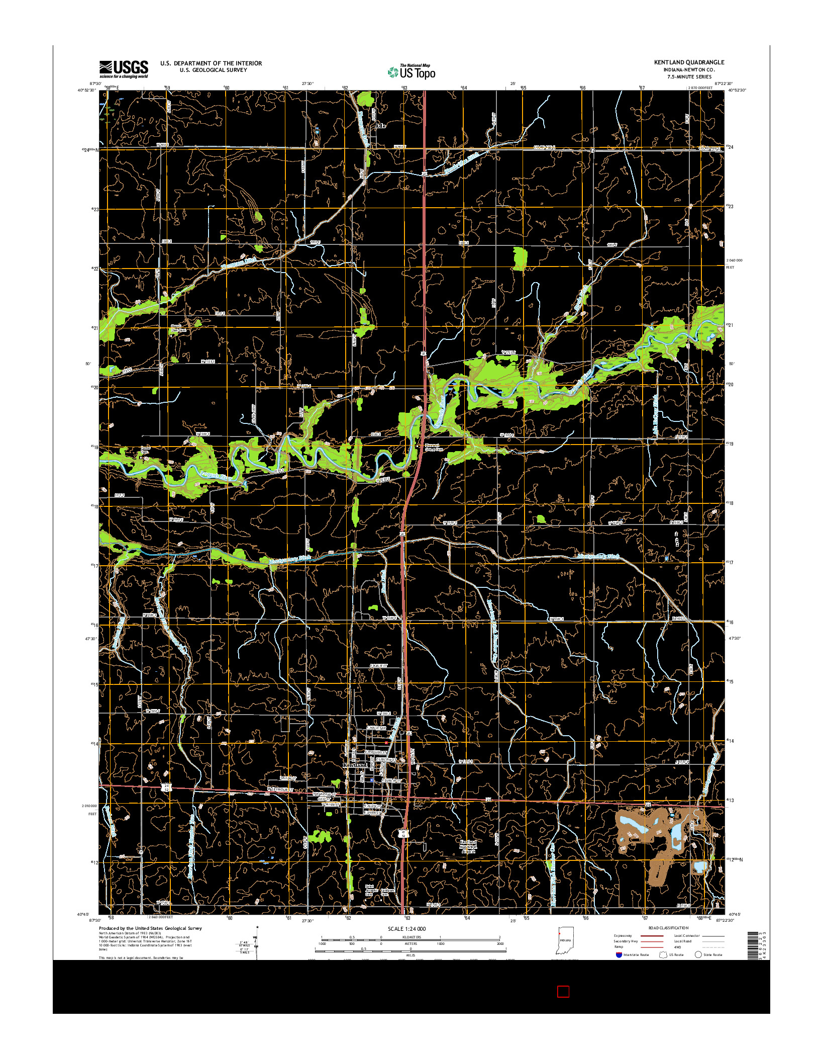 USGS US TOPO 7.5-MINUTE MAP FOR KENTLAND, IN 2016