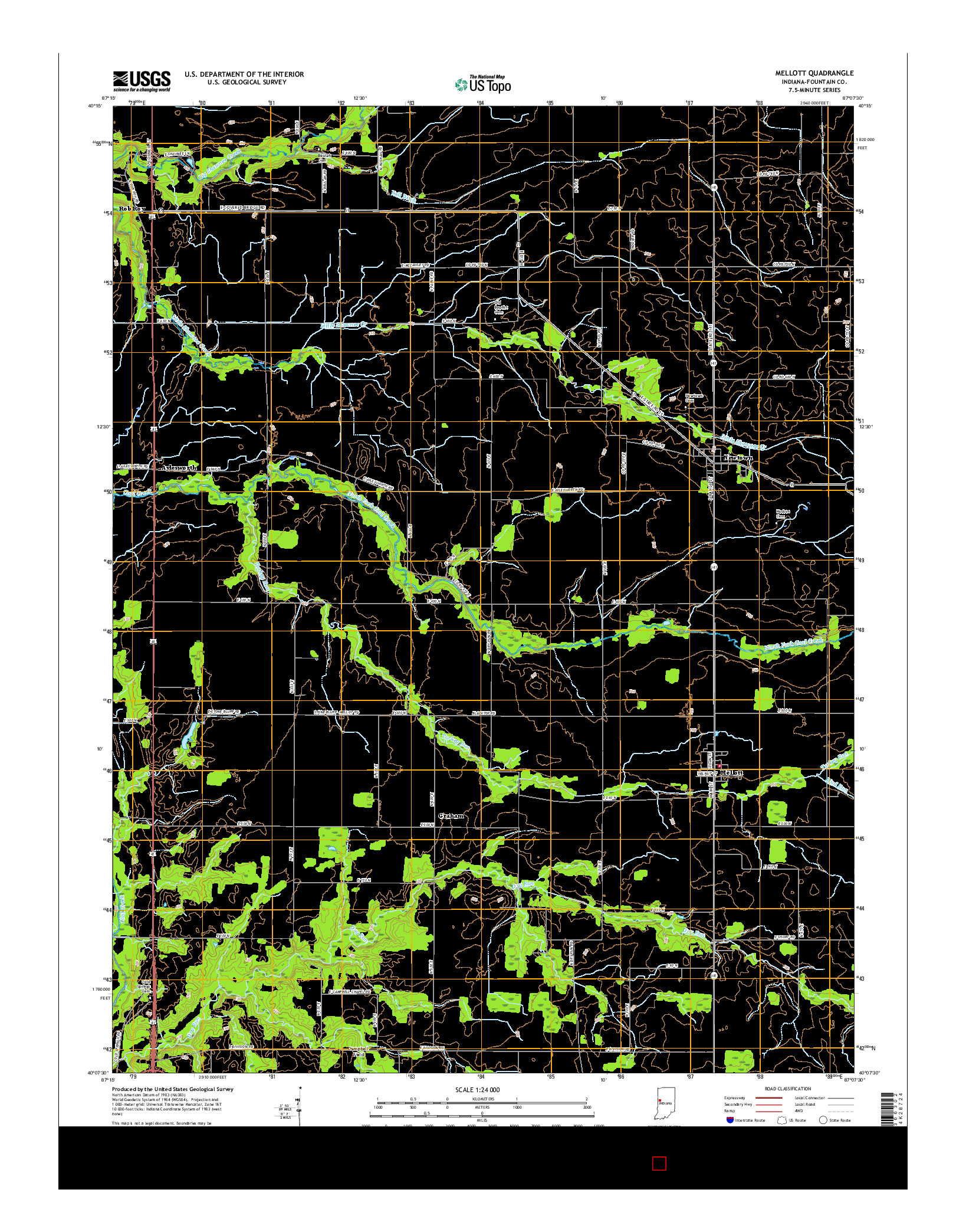 USGS US TOPO 7.5-MINUTE MAP FOR MELLOTT, IN 2016