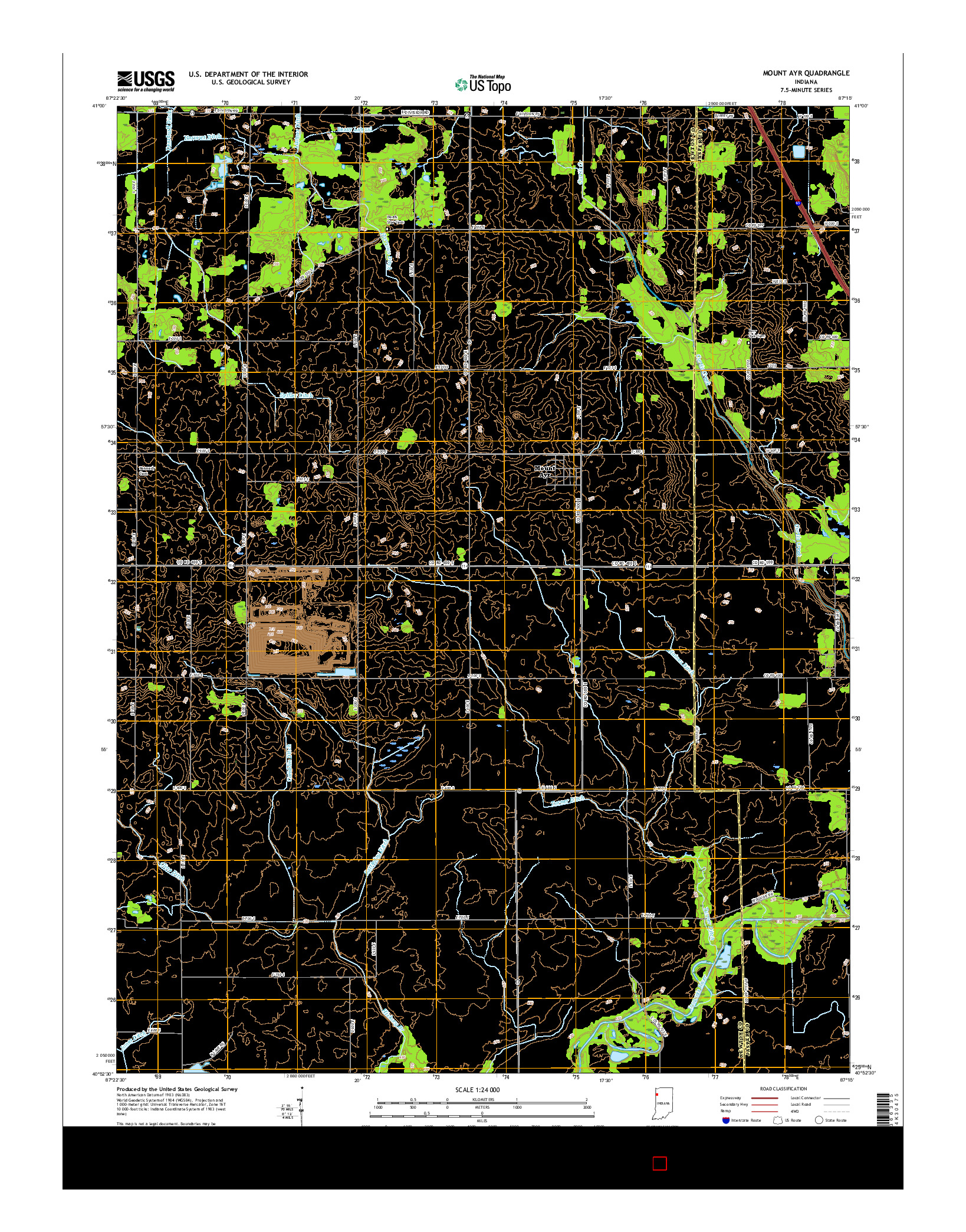 USGS US TOPO 7.5-MINUTE MAP FOR MOUNT AYR, IN 2016