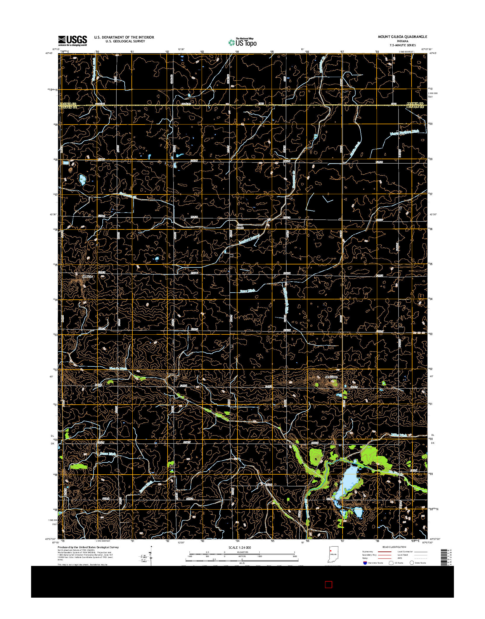 USGS US TOPO 7.5-MINUTE MAP FOR MOUNT GILBOA, IN 2016