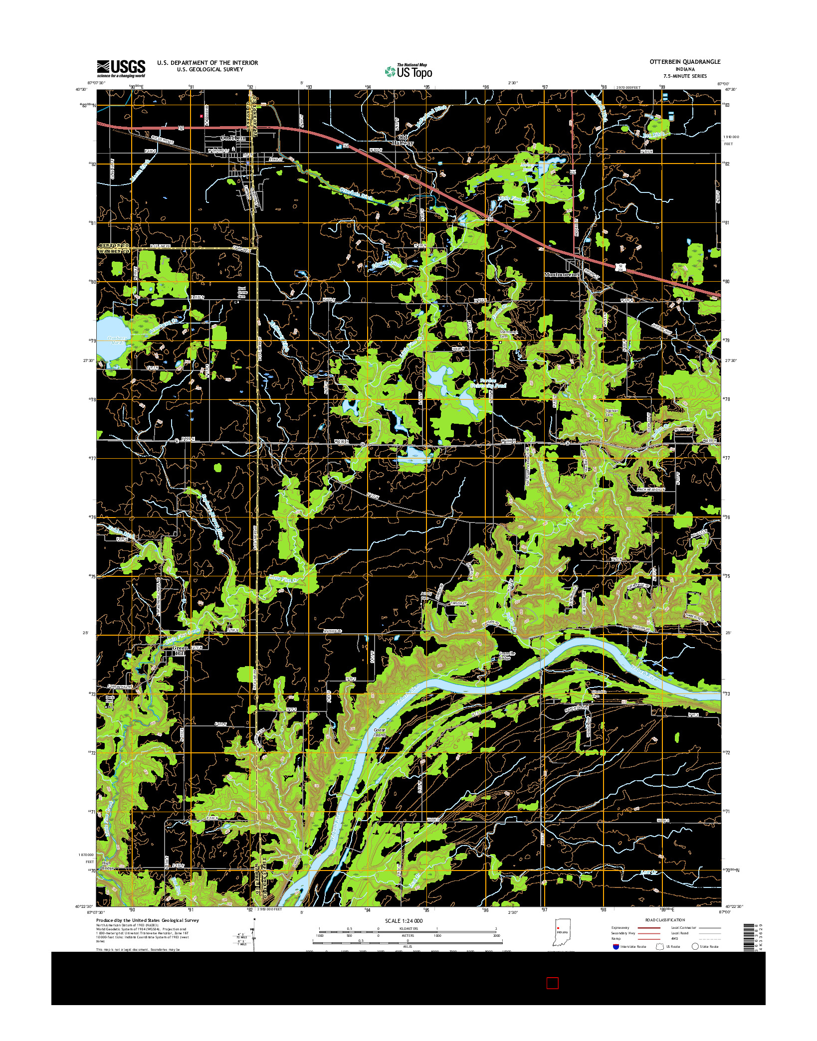 USGS US TOPO 7.5-MINUTE MAP FOR OTTERBEIN, IN 2016