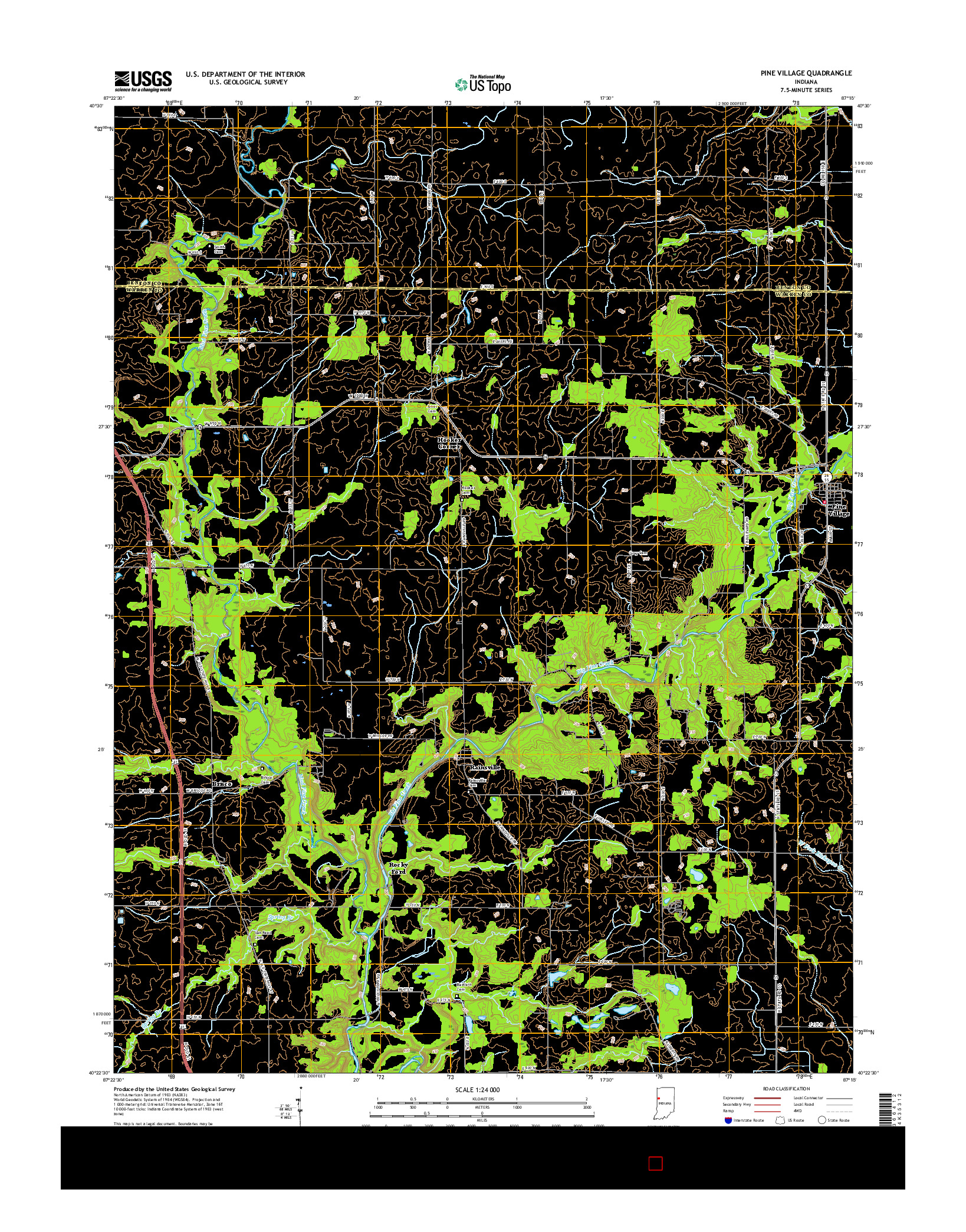 USGS US TOPO 7.5-MINUTE MAP FOR PINE VILLAGE, IN 2016