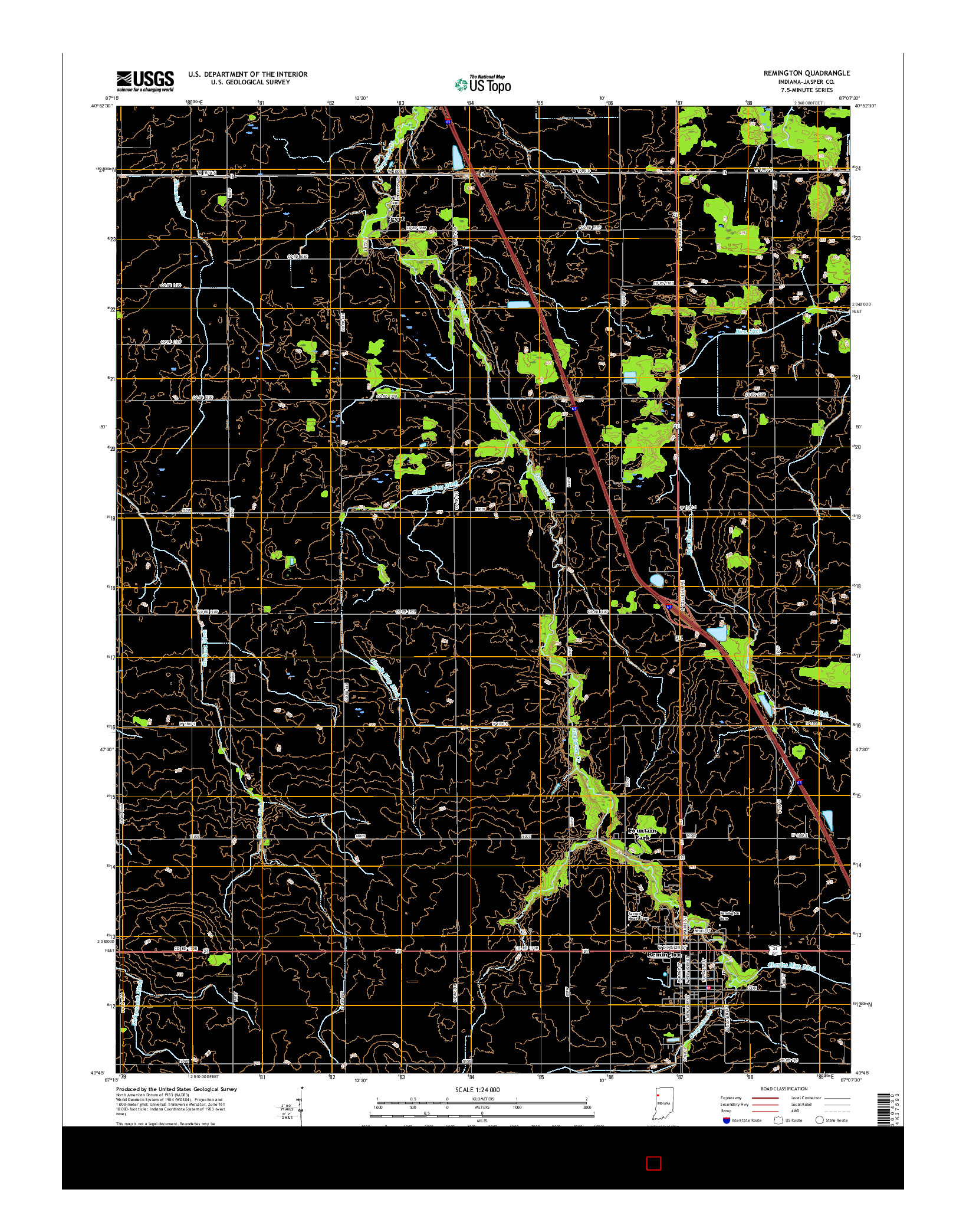 USGS US TOPO 7.5-MINUTE MAP FOR REMINGTON, IN 2016