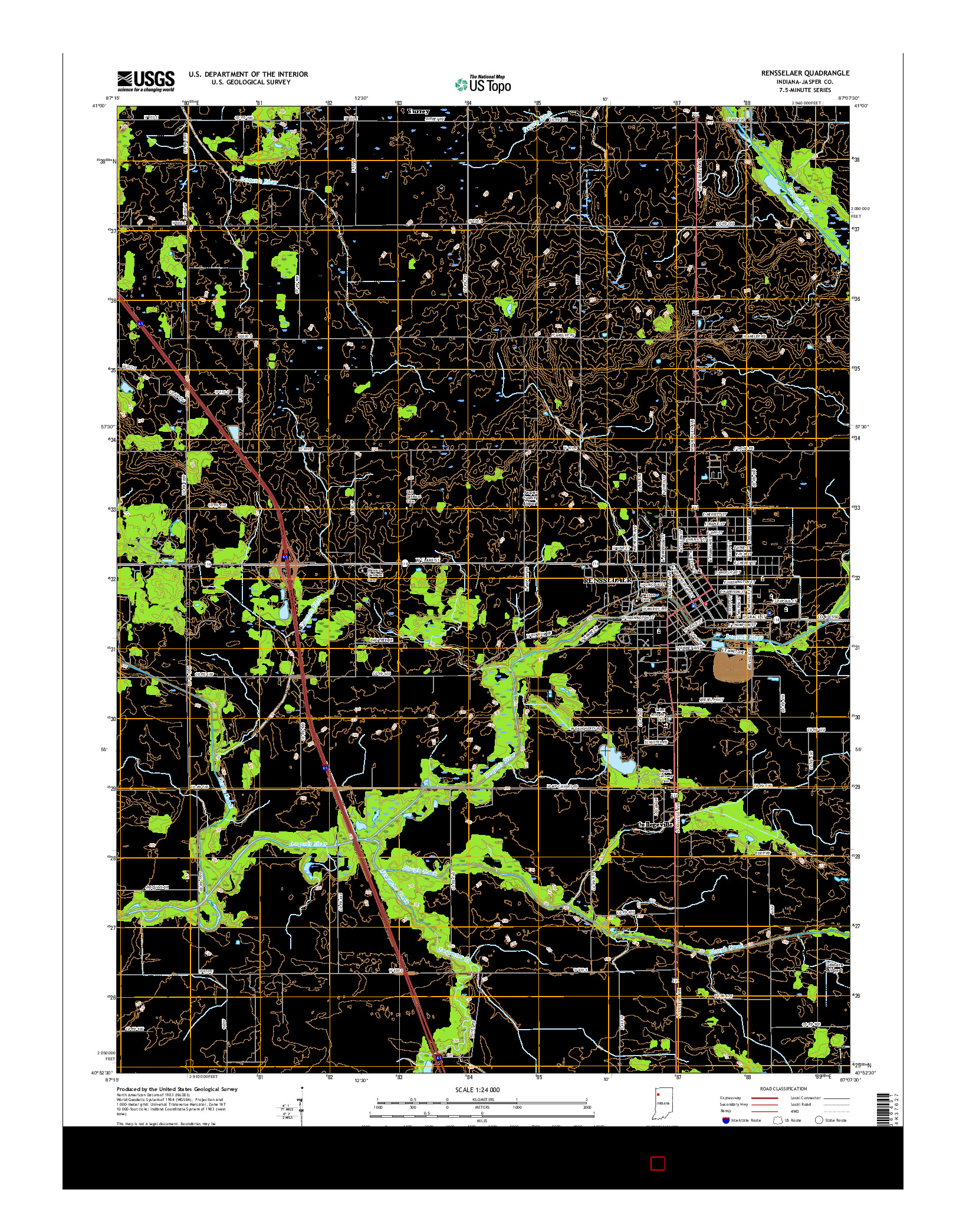 USGS US TOPO 7.5-MINUTE MAP FOR RENSSELAER, IN 2016