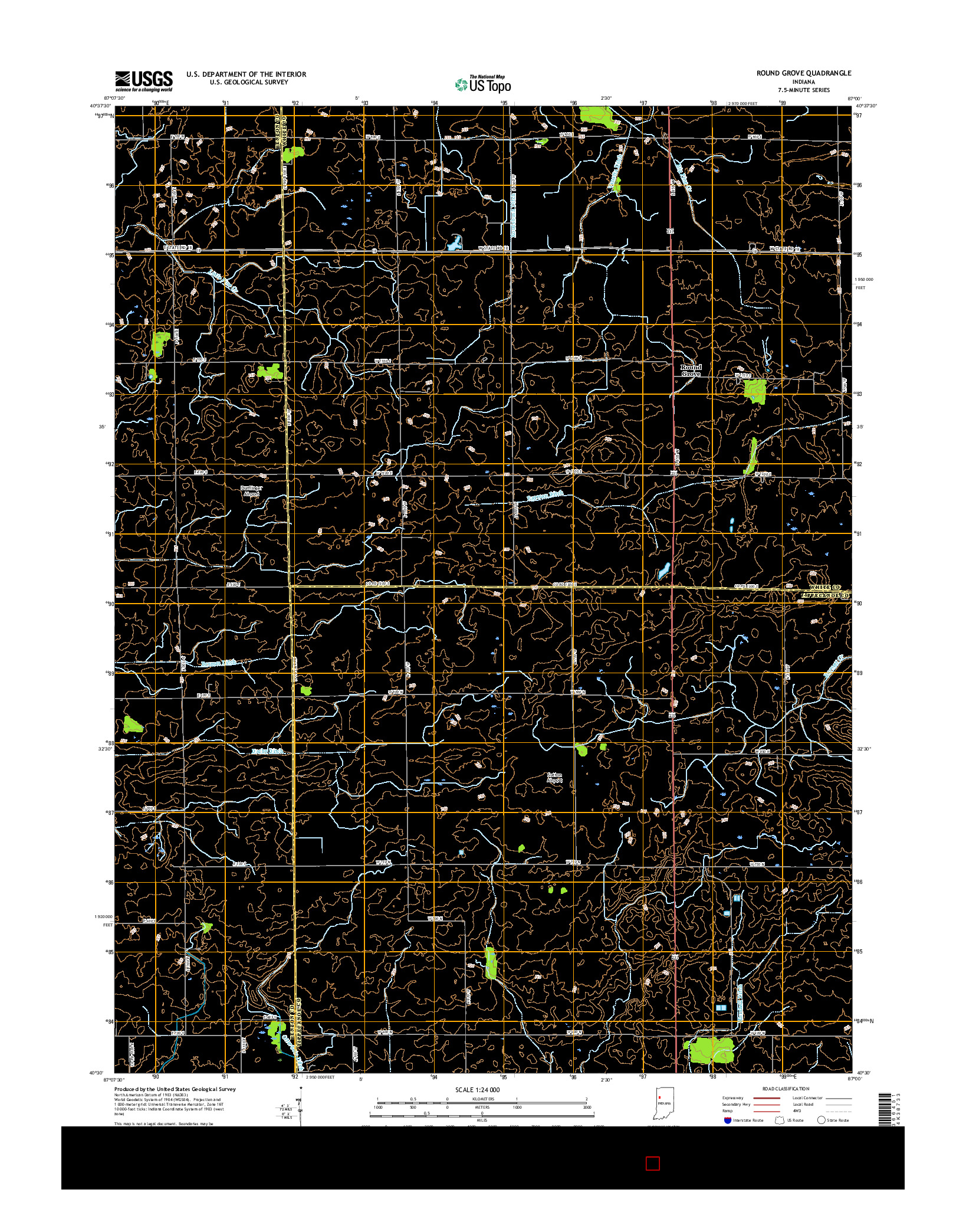 USGS US TOPO 7.5-MINUTE MAP FOR ROUND GROVE, IN 2016