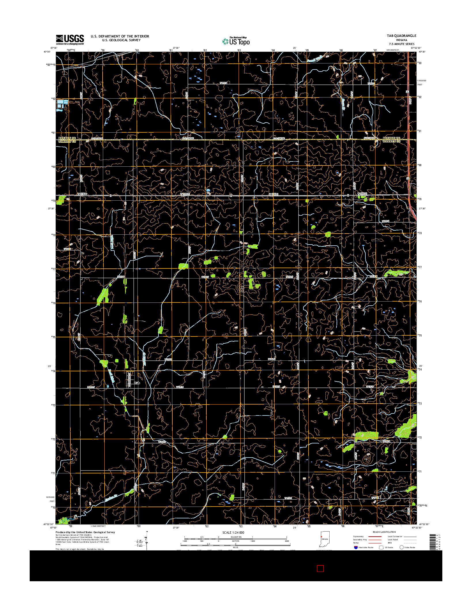 USGS US TOPO 7.5-MINUTE MAP FOR TAB, IN 2016