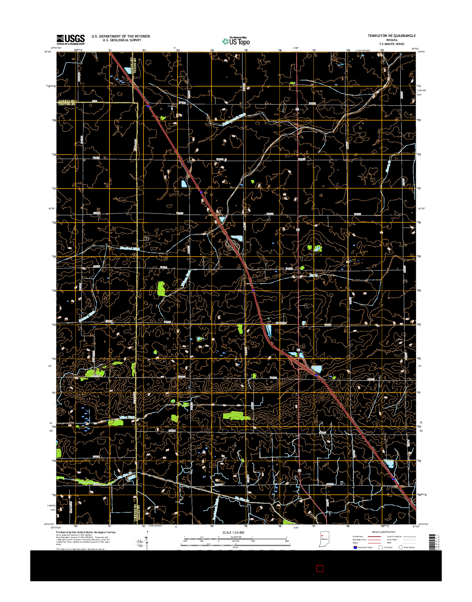 USGS US TOPO 7.5-MINUTE MAP FOR TEMPLETON NE, IN 2016