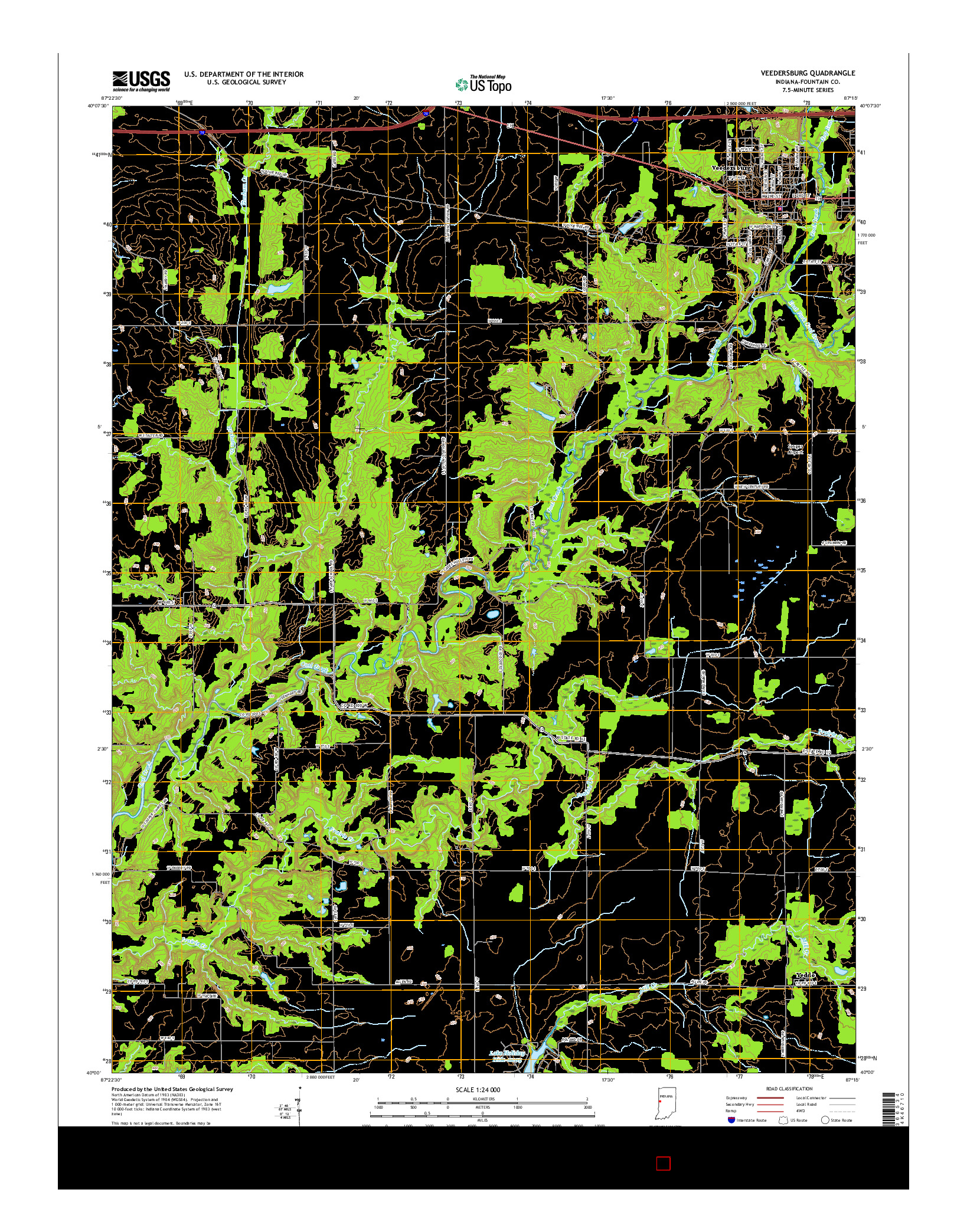 USGS US TOPO 7.5-MINUTE MAP FOR VEEDERSBURG, IN 2016