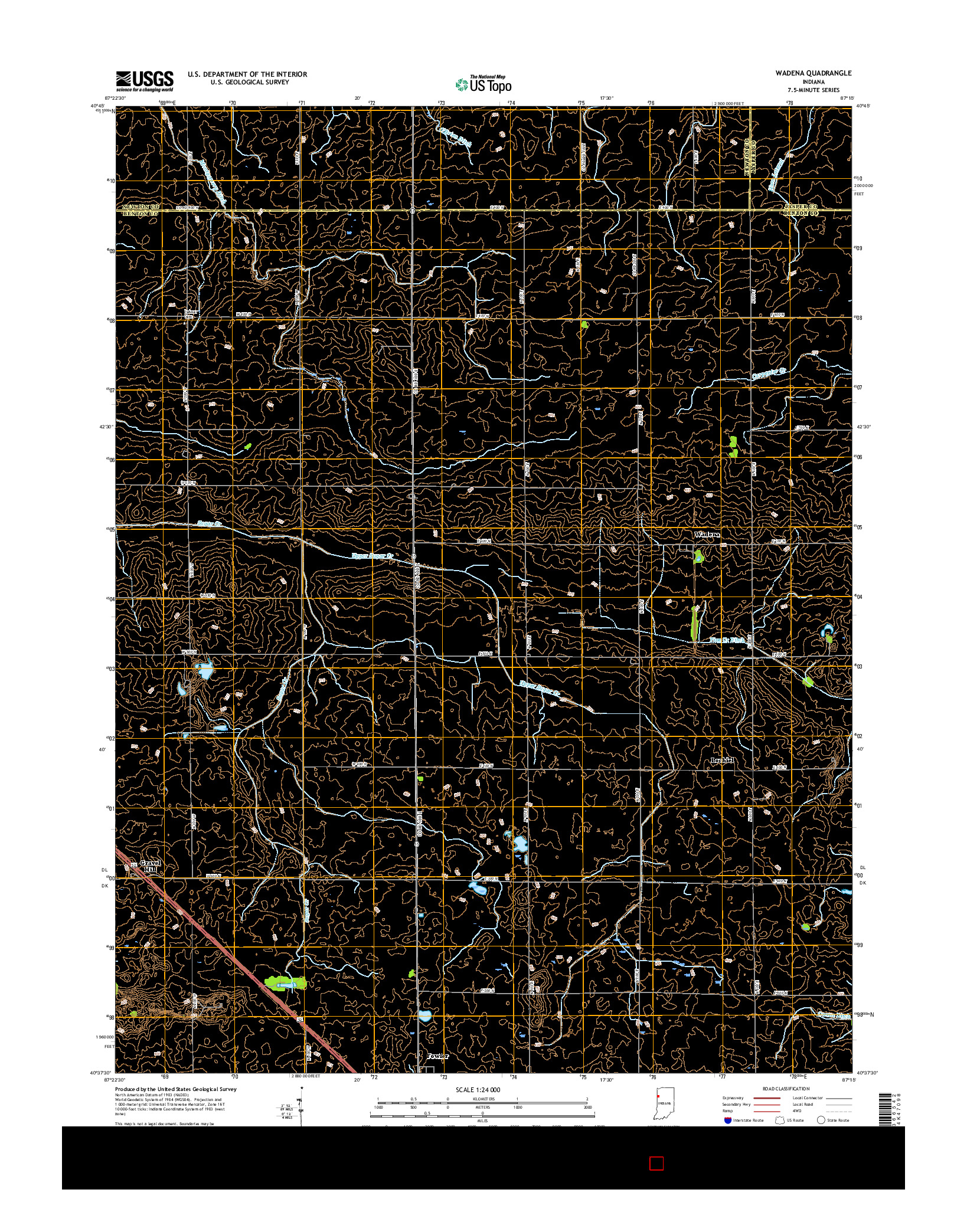 USGS US TOPO 7.5-MINUTE MAP FOR WADENA, IN 2016