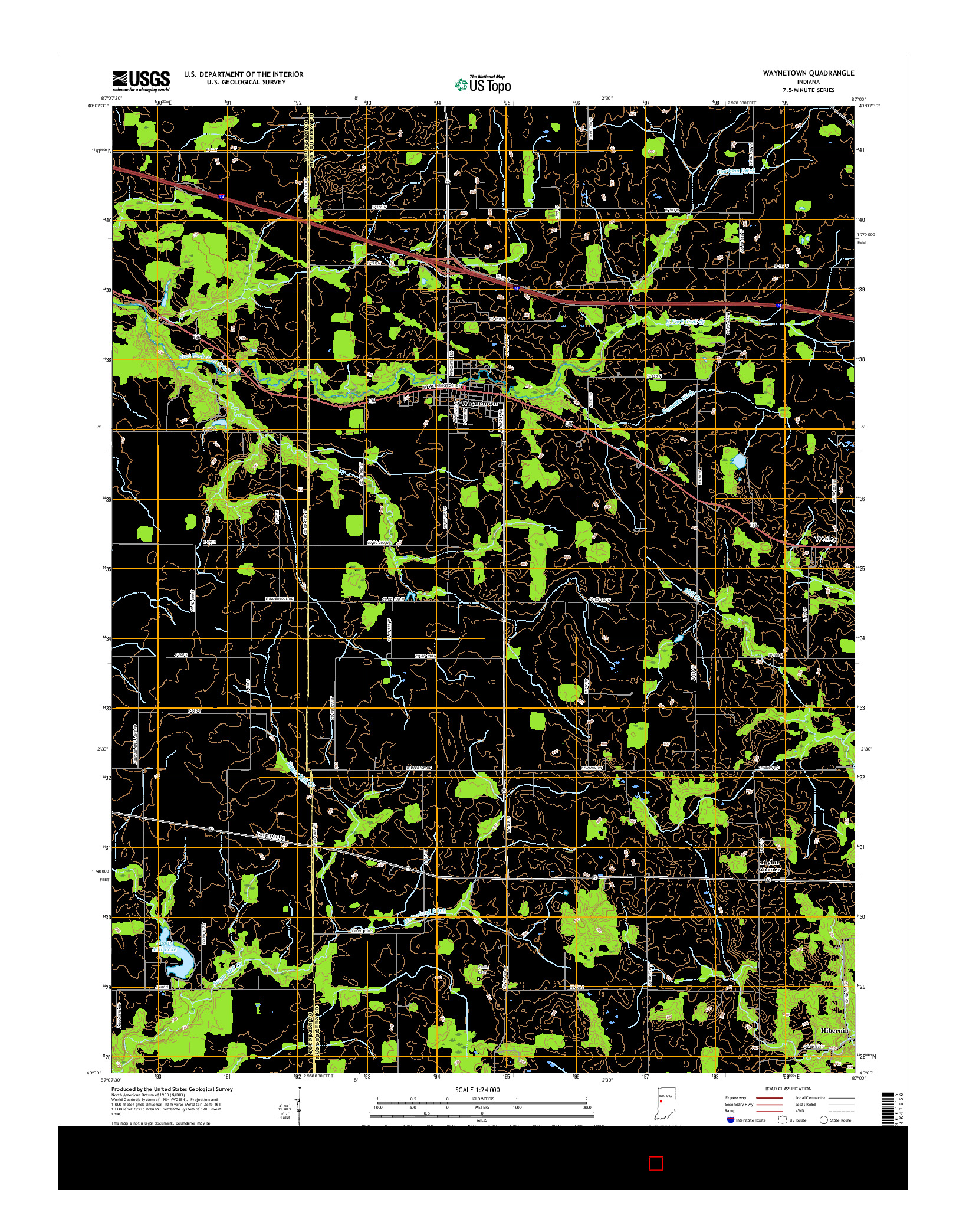 USGS US TOPO 7.5-MINUTE MAP FOR WAYNETOWN, IN 2016