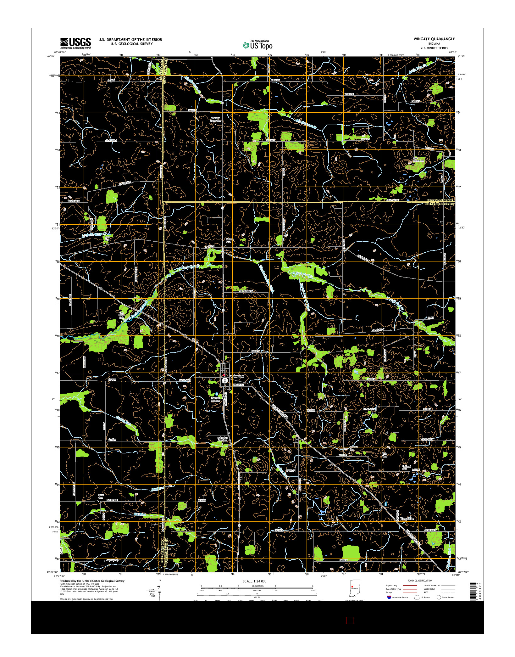 USGS US TOPO 7.5-MINUTE MAP FOR WINGATE, IN 2016