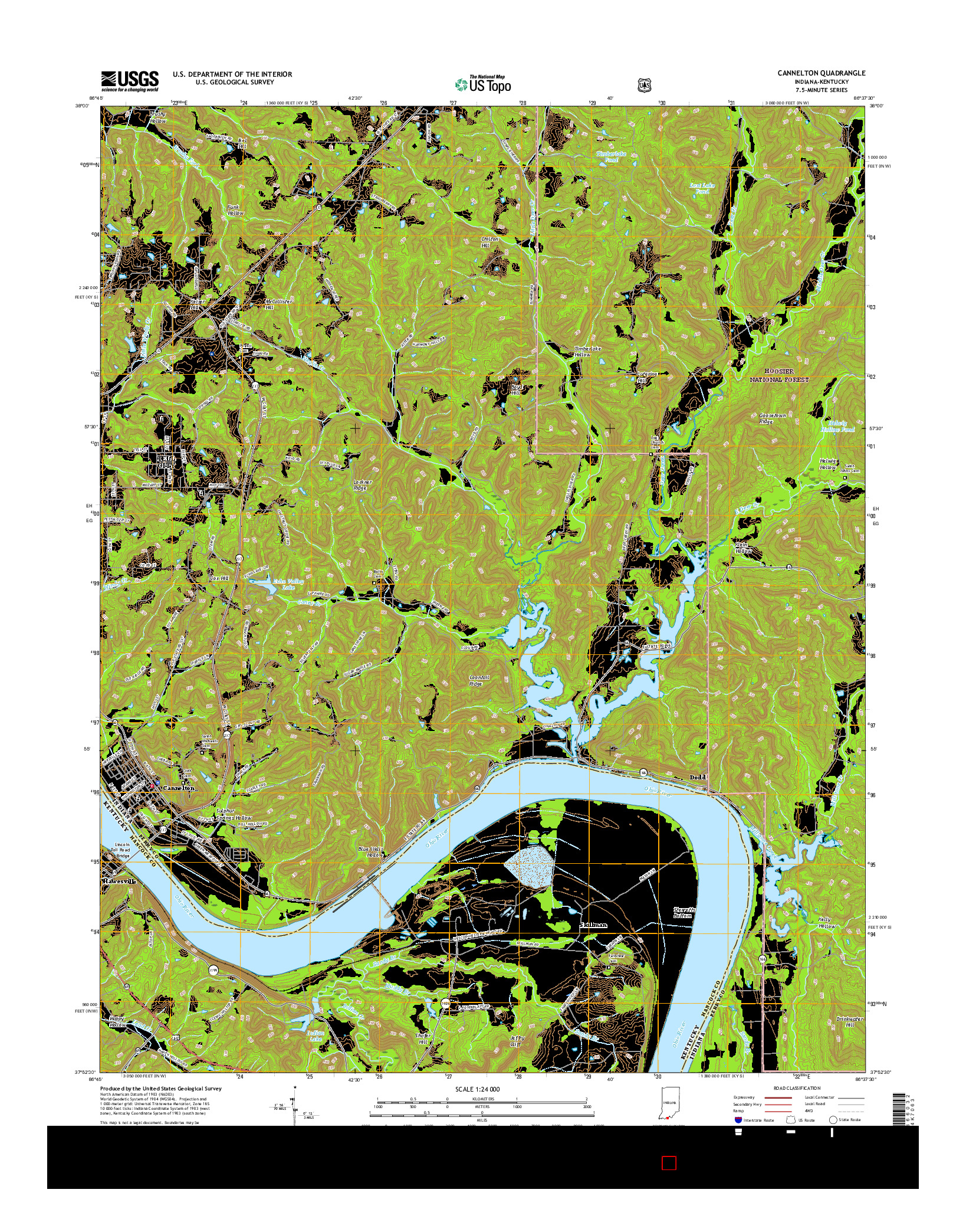 USGS US TOPO 7.5-MINUTE MAP FOR CANNELTON, IN-KY 2016