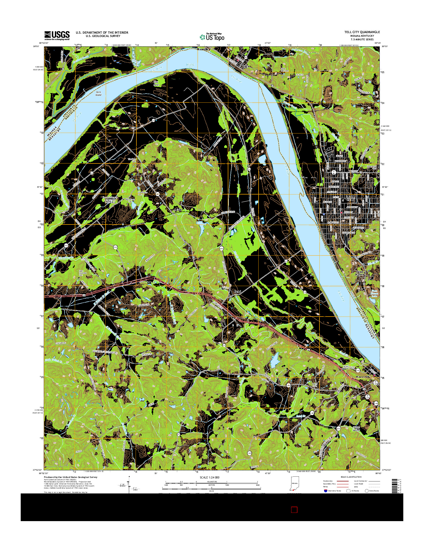 USGS US TOPO 7.5-MINUTE MAP FOR TELL CITY, IN-KY 2016