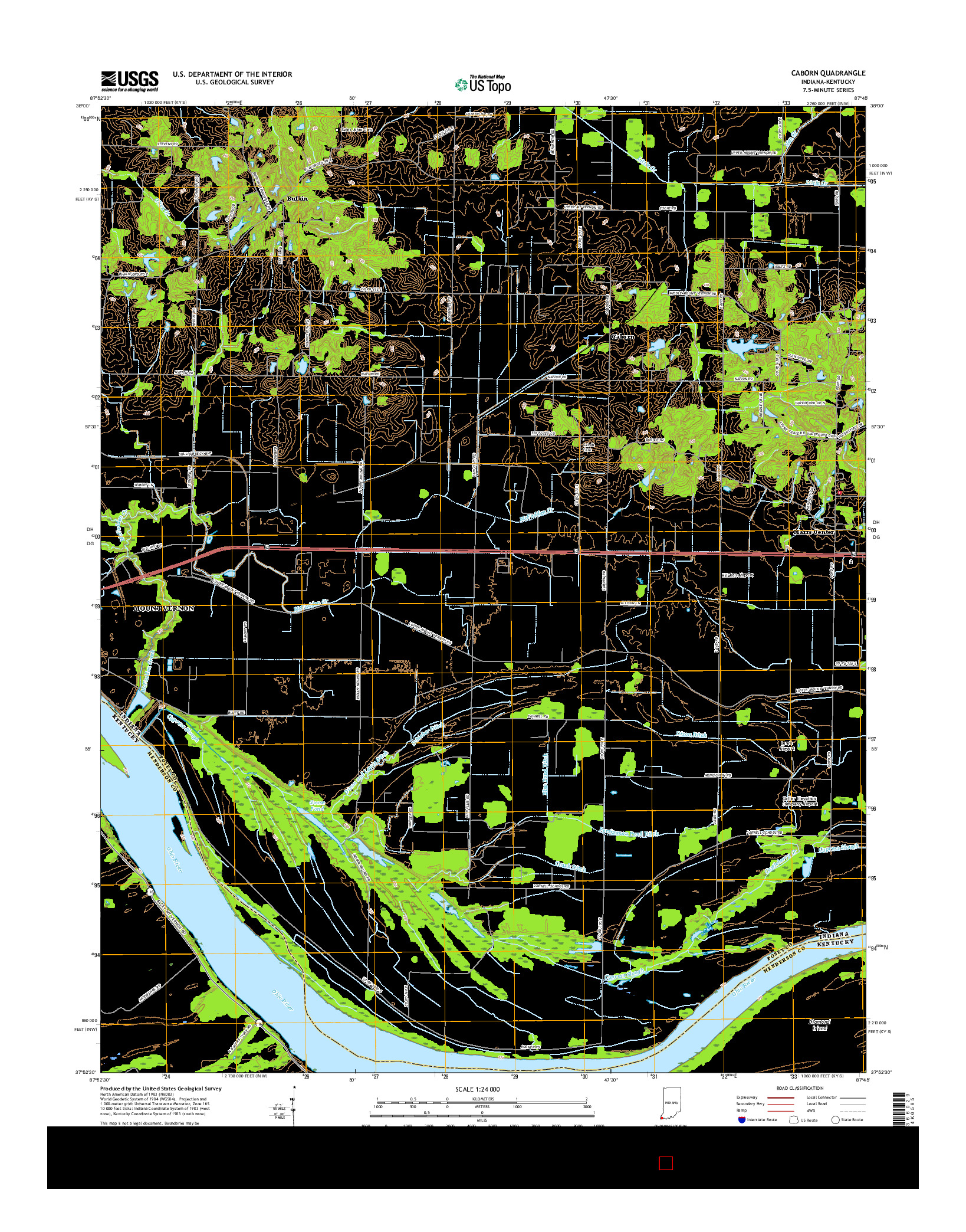 USGS US TOPO 7.5-MINUTE MAP FOR CABORN, IN-KY 2016