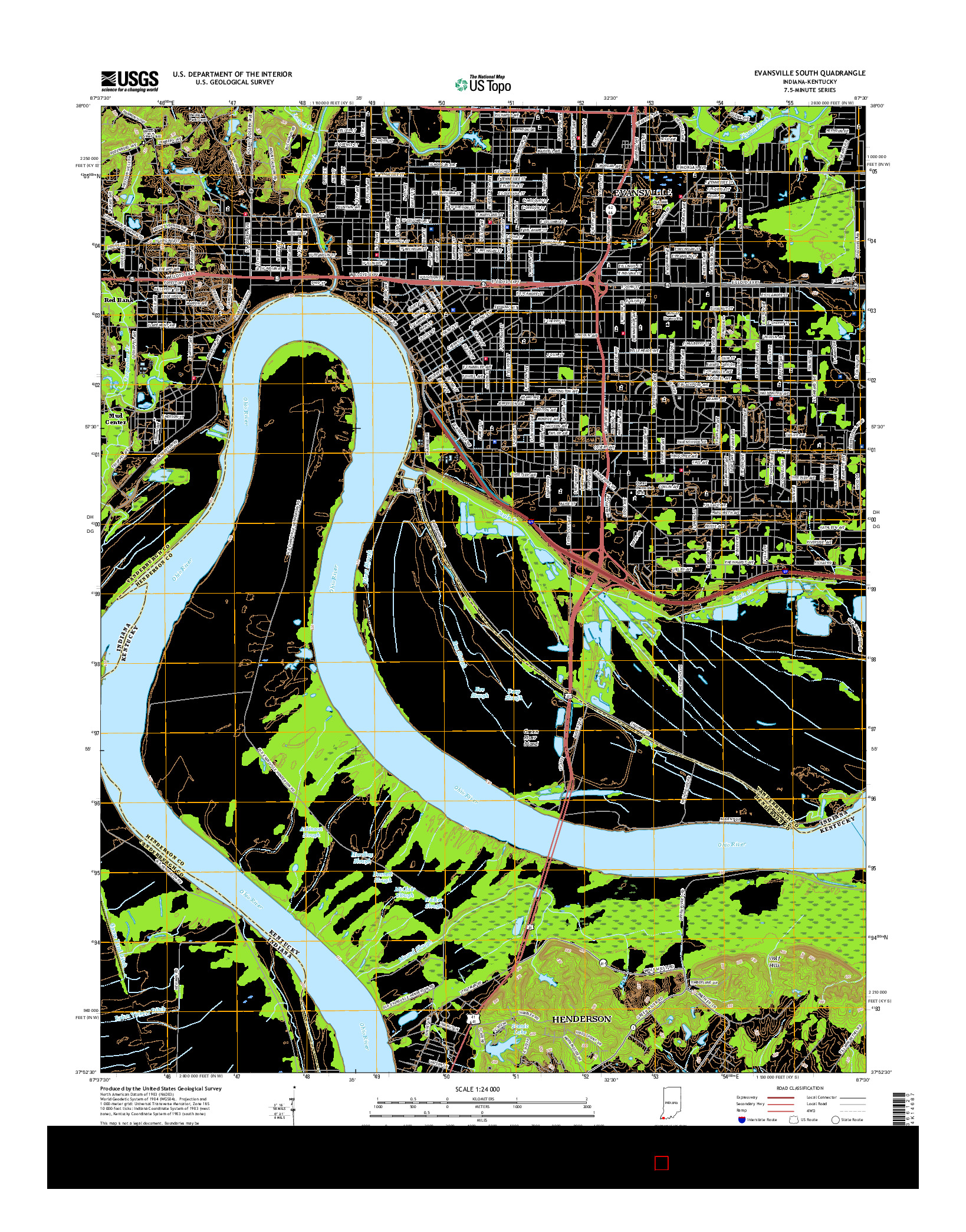 USGS US TOPO 7.5-MINUTE MAP FOR EVANSVILLE SOUTH, IN-KY 2016