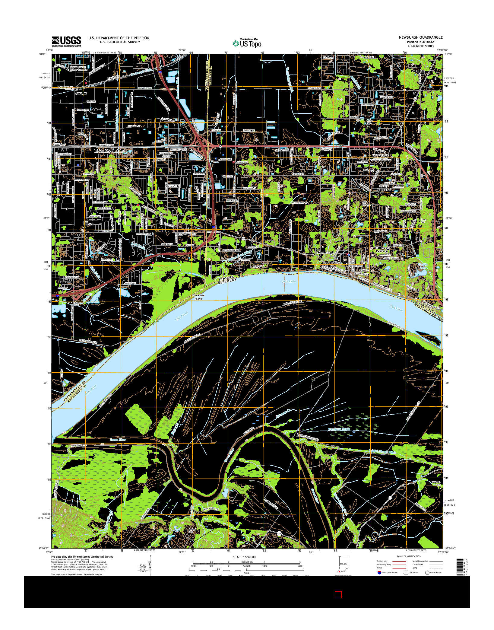 USGS US TOPO 7.5-MINUTE MAP FOR NEWBURGH, IN-KY 2016