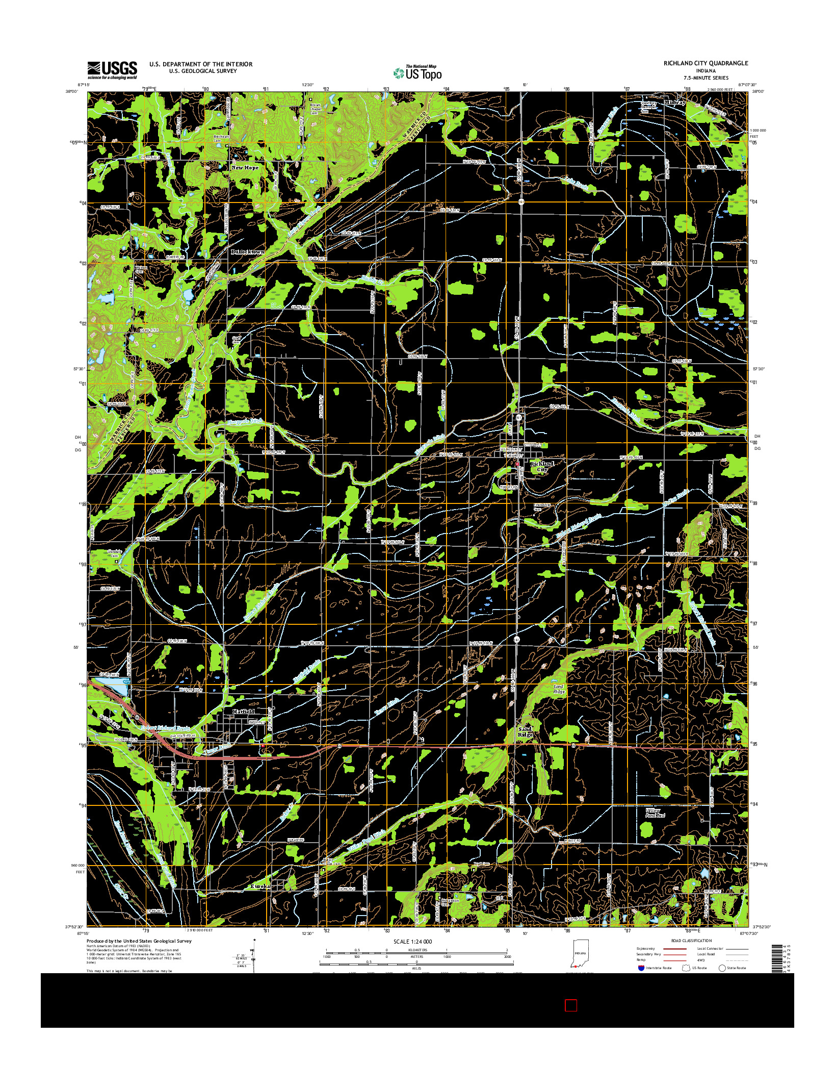 USGS US TOPO 7.5-MINUTE MAP FOR RICHLAND CITY, IN 2016