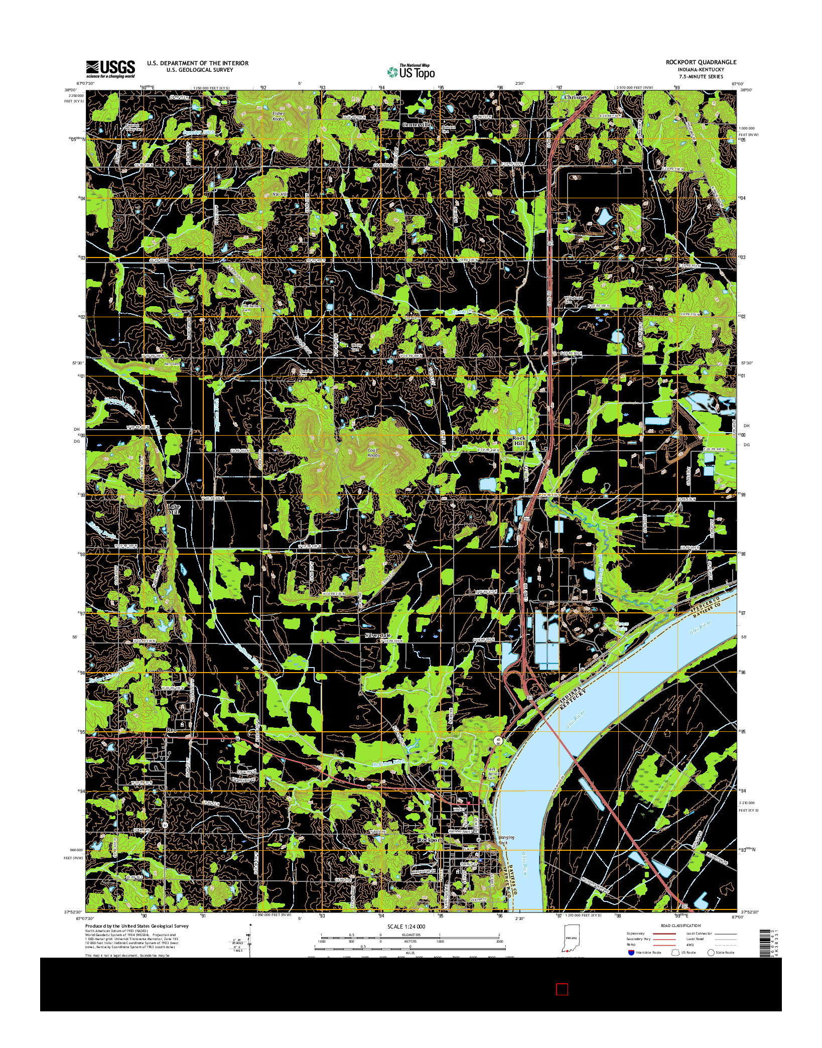 USGS US TOPO 7.5-MINUTE MAP FOR ROCKPORT, IN-KY 2016