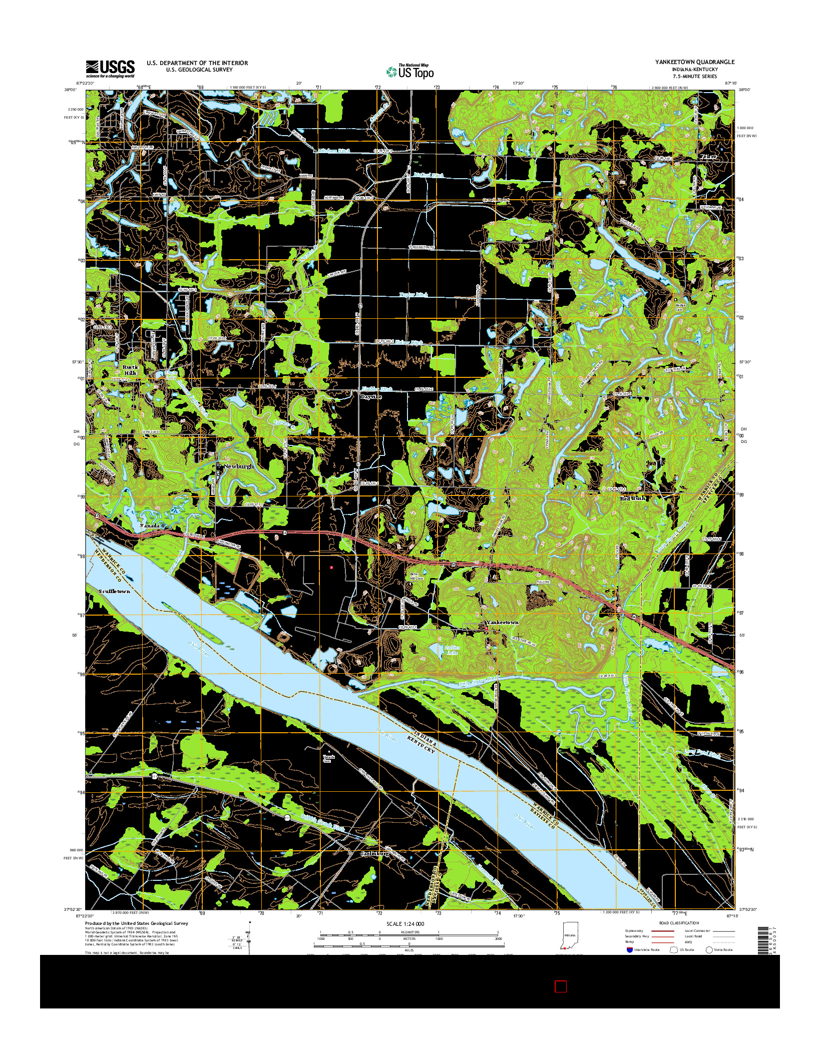 USGS US TOPO 7.5-MINUTE MAP FOR YANKEETOWN, IN-KY 2016