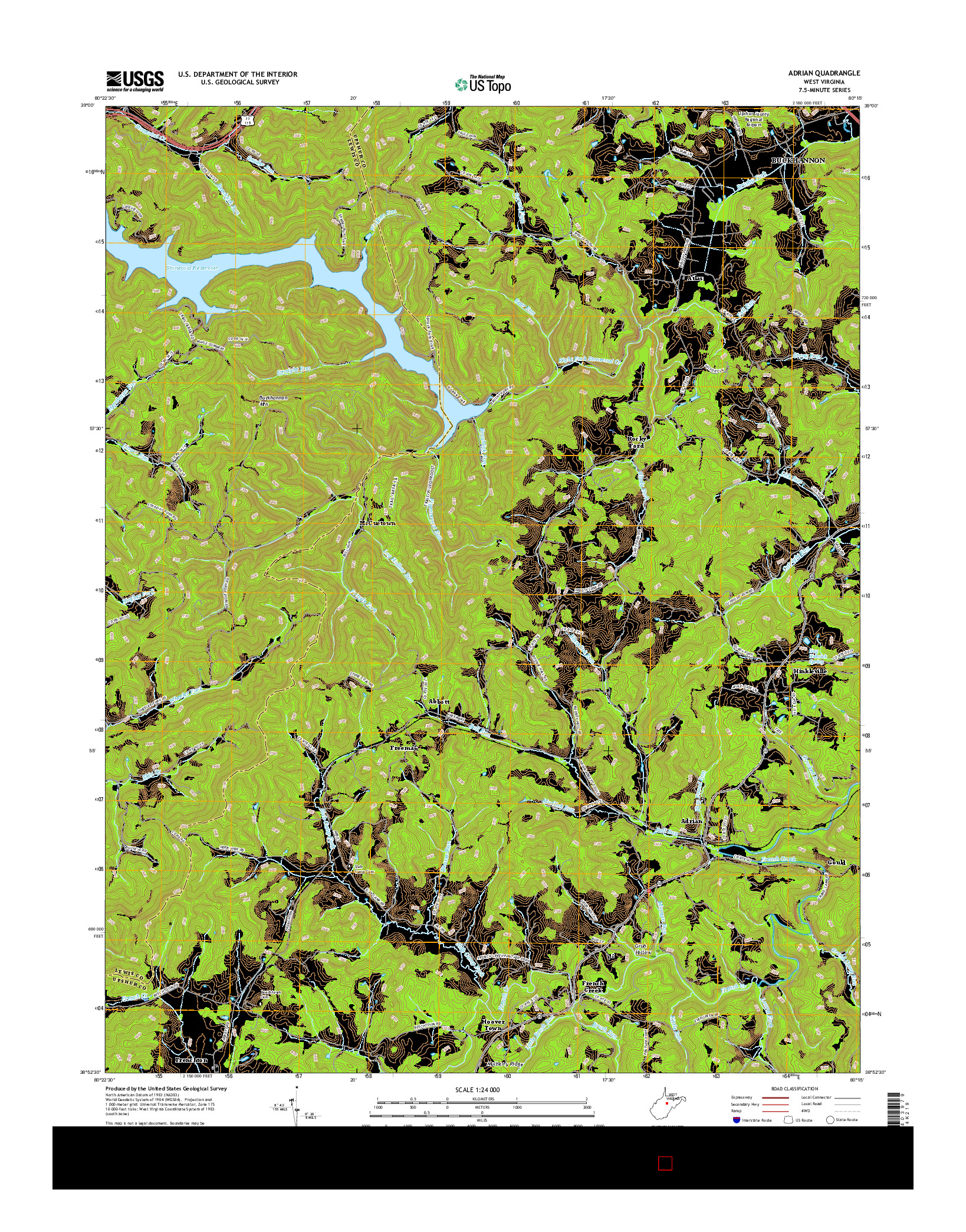 USGS US TOPO 7.5-MINUTE MAP FOR ADRIAN, WV 2016