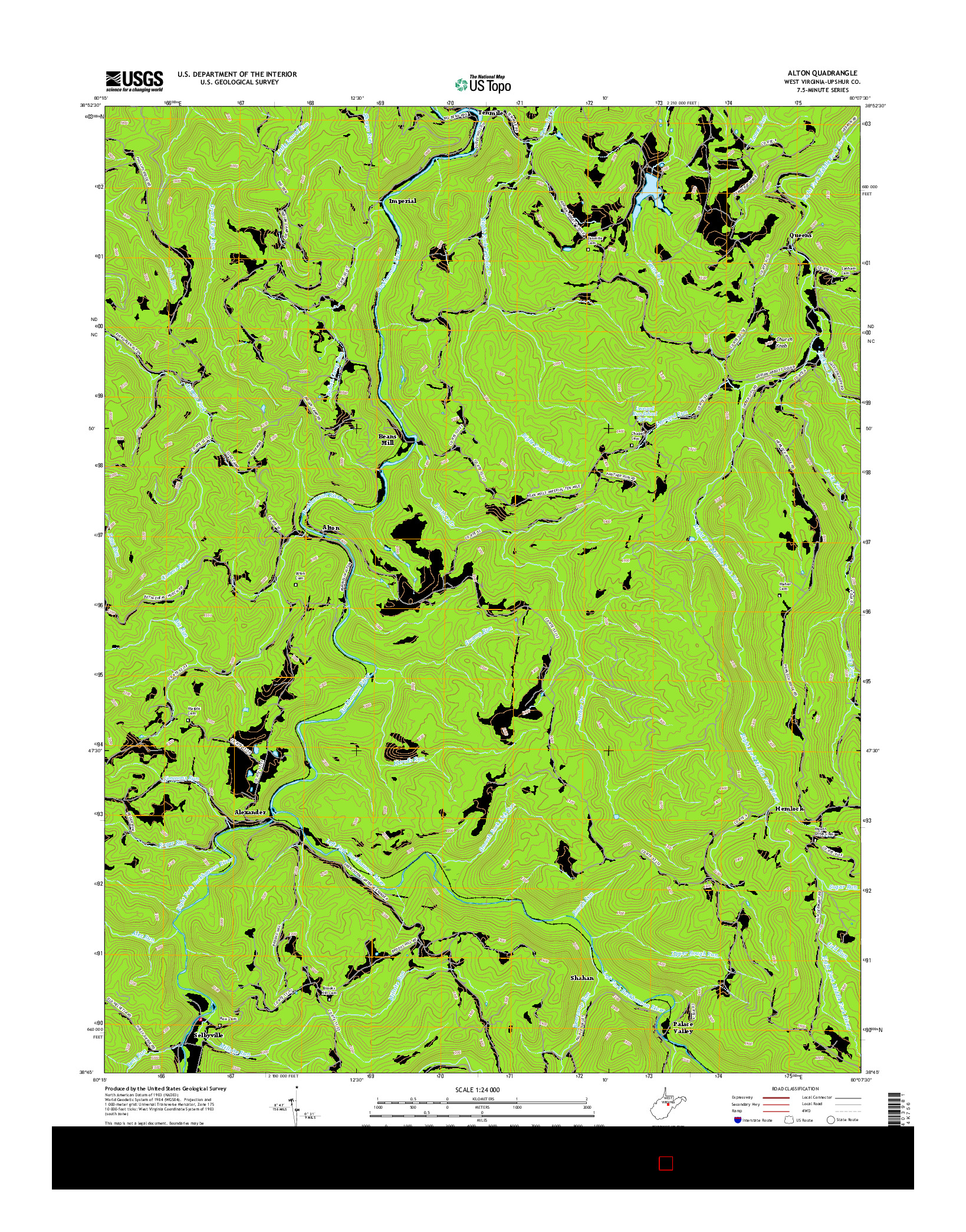 USGS US TOPO 7.5-MINUTE MAP FOR ALTON, WV 2016