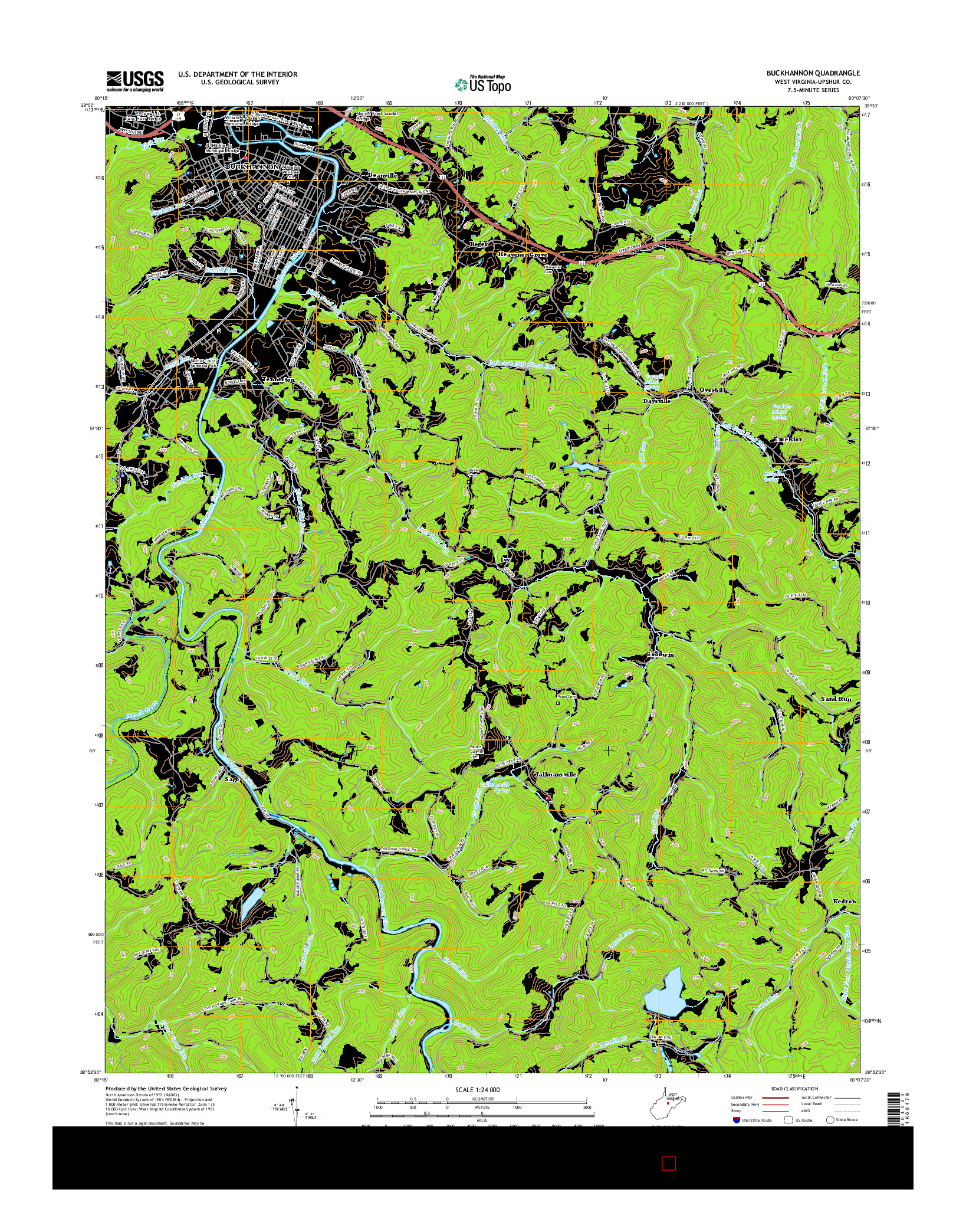 USGS US TOPO 7.5-MINUTE MAP FOR BUCKHANNON, WV 2016