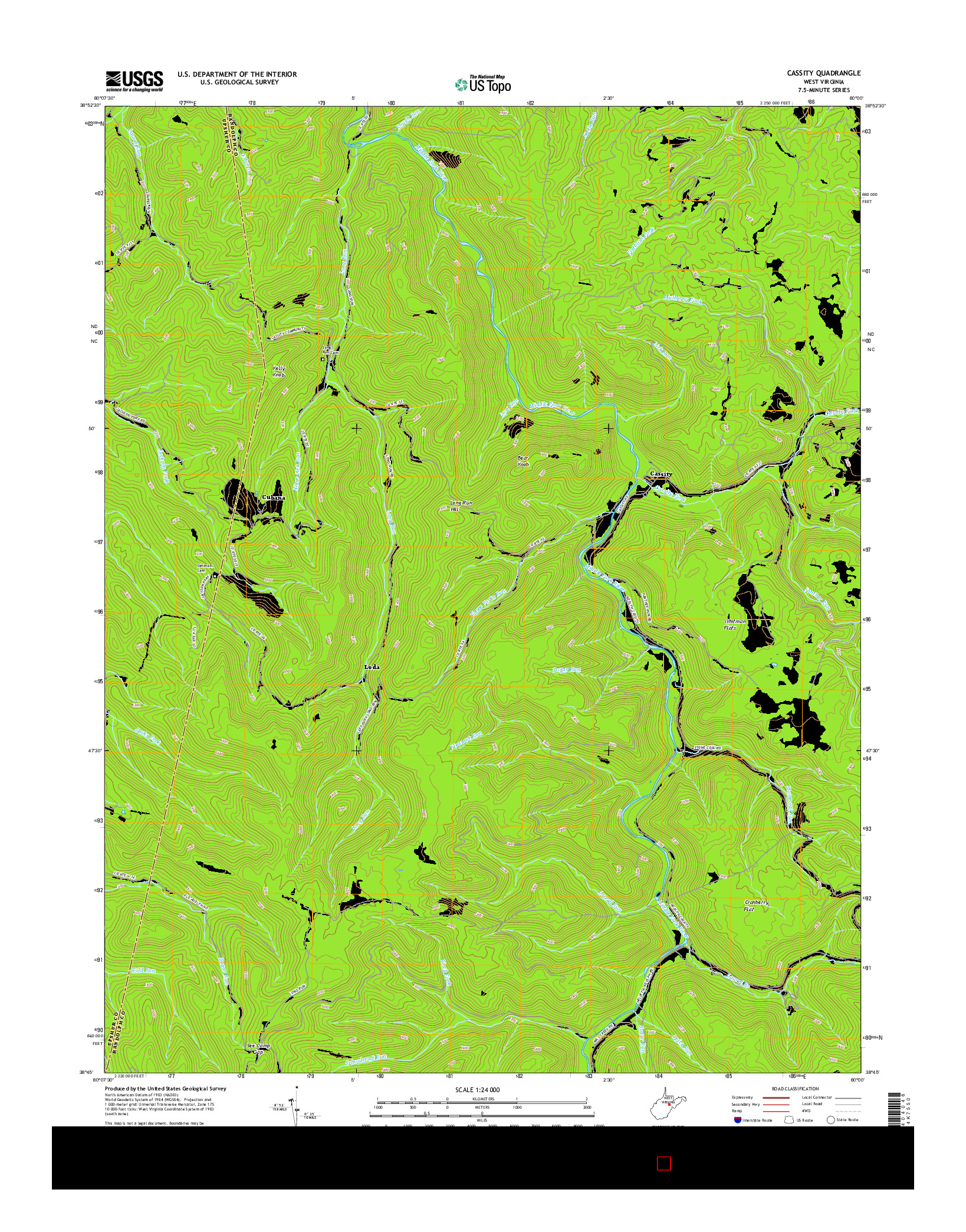 USGS US TOPO 7.5-MINUTE MAP FOR CASSITY, WV 2016
