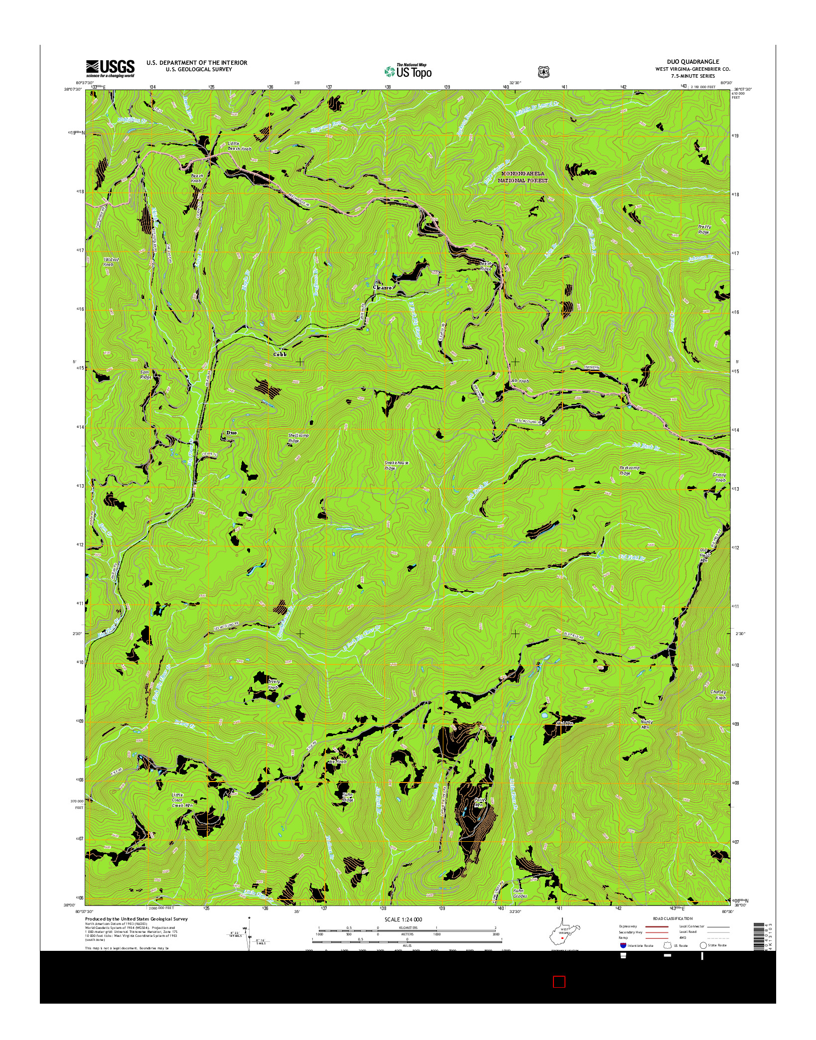 USGS US TOPO 7.5-MINUTE MAP FOR DUO, WV 2016