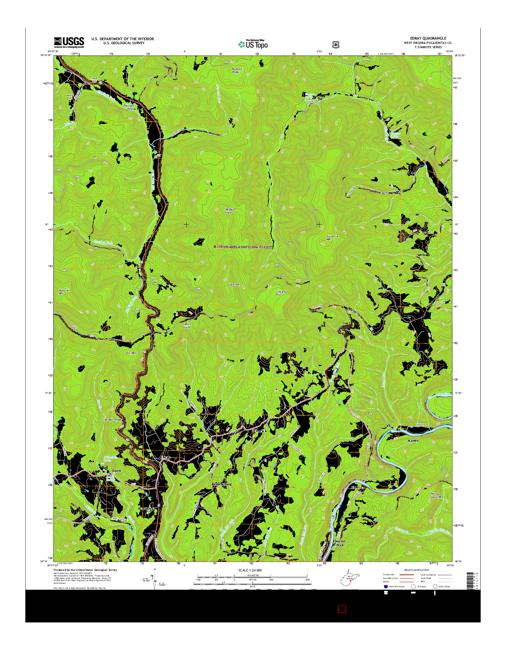 USGS US TOPO 7.5-MINUTE MAP FOR EDRAY, WV 2016