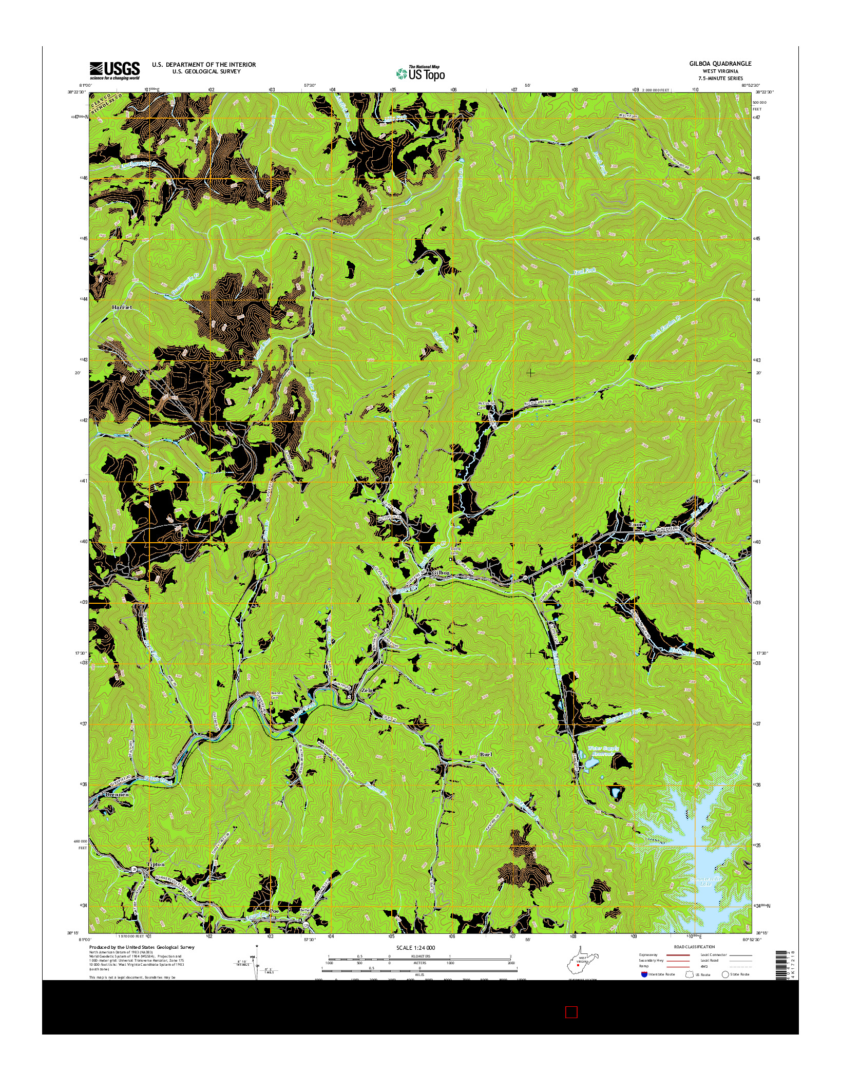 USGS US TOPO 7.5-MINUTE MAP FOR GILBOA, WV 2016