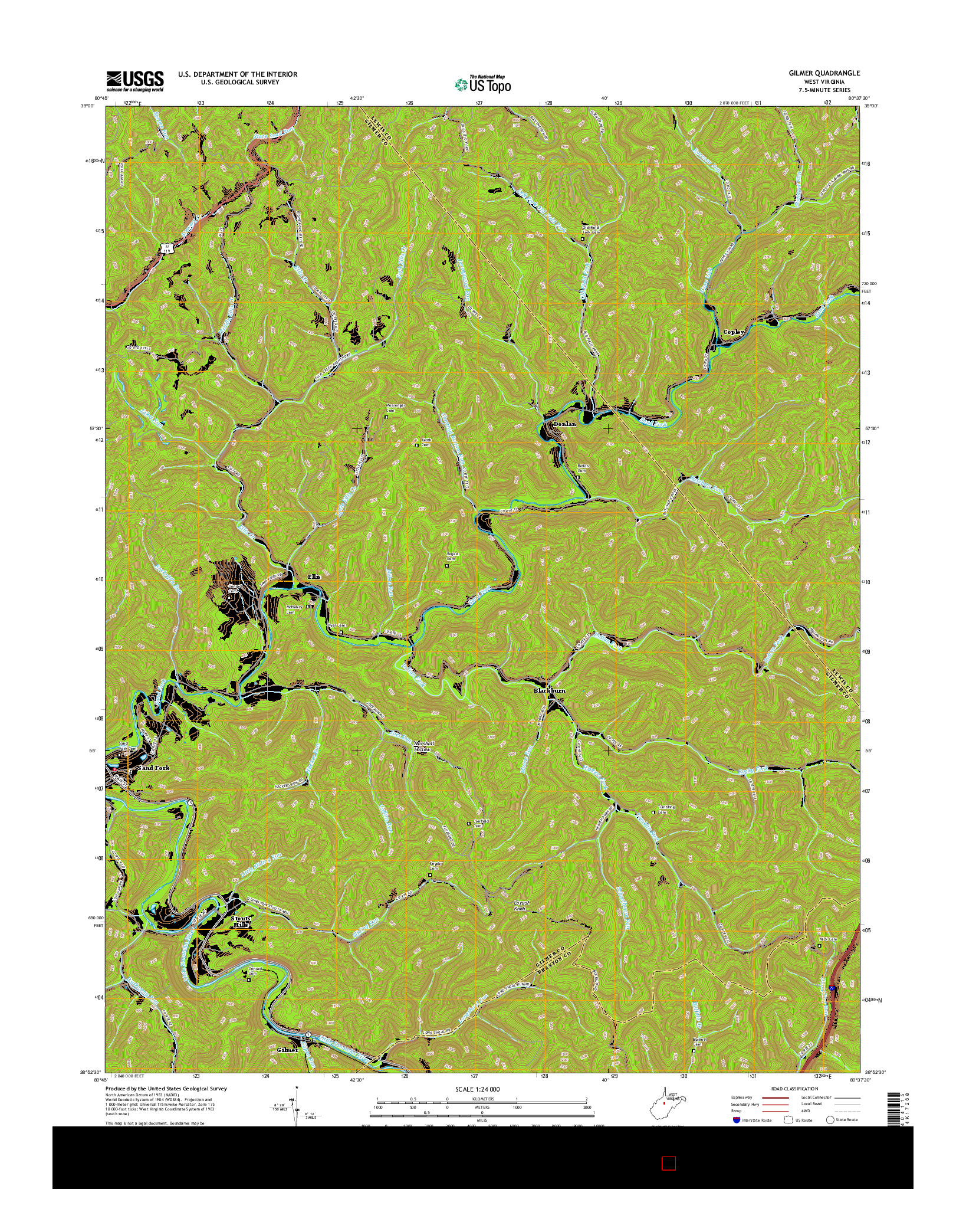 USGS US TOPO 7.5-MINUTE MAP FOR GILMER, WV 2016
